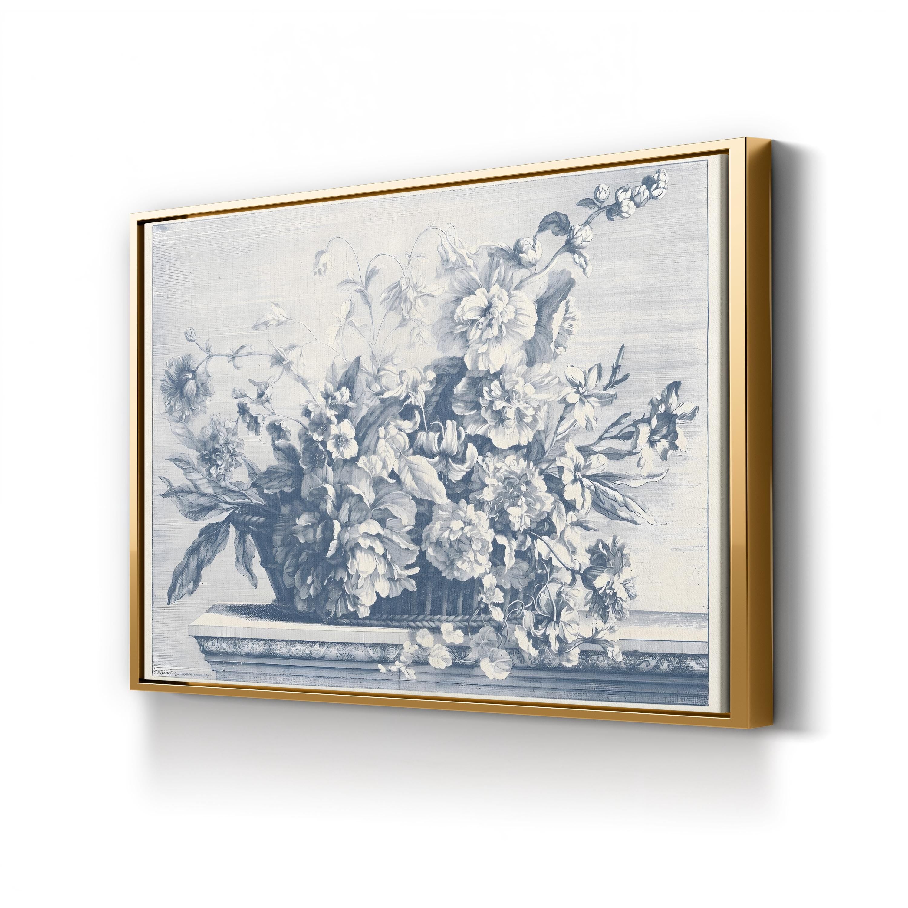 Navy Basket of Flowers II Wall Art by Giovanni Baptiste