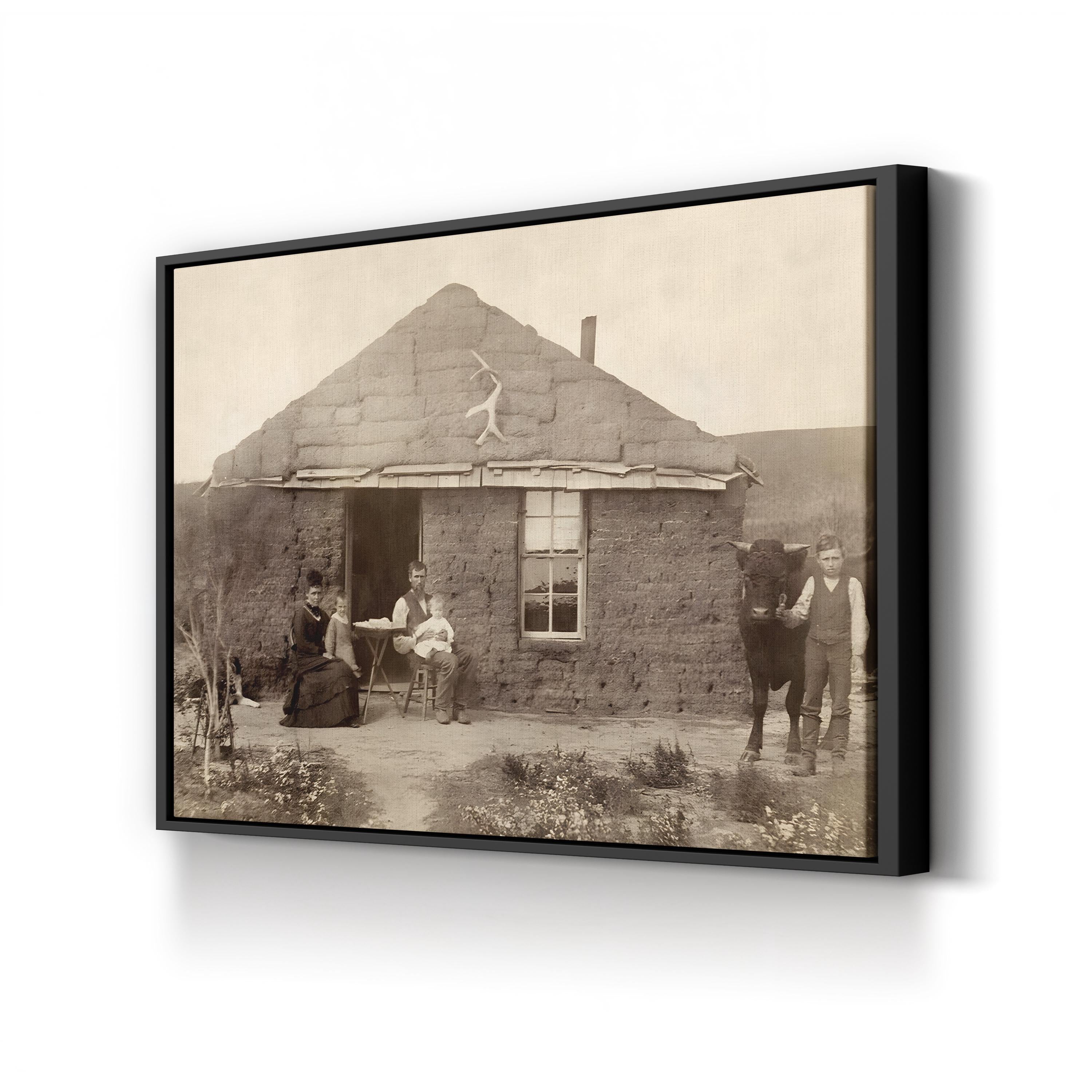 Nebraska Pioneer Family, 1886 – Vintage Photography Wall Art | Frontier Canvas Print