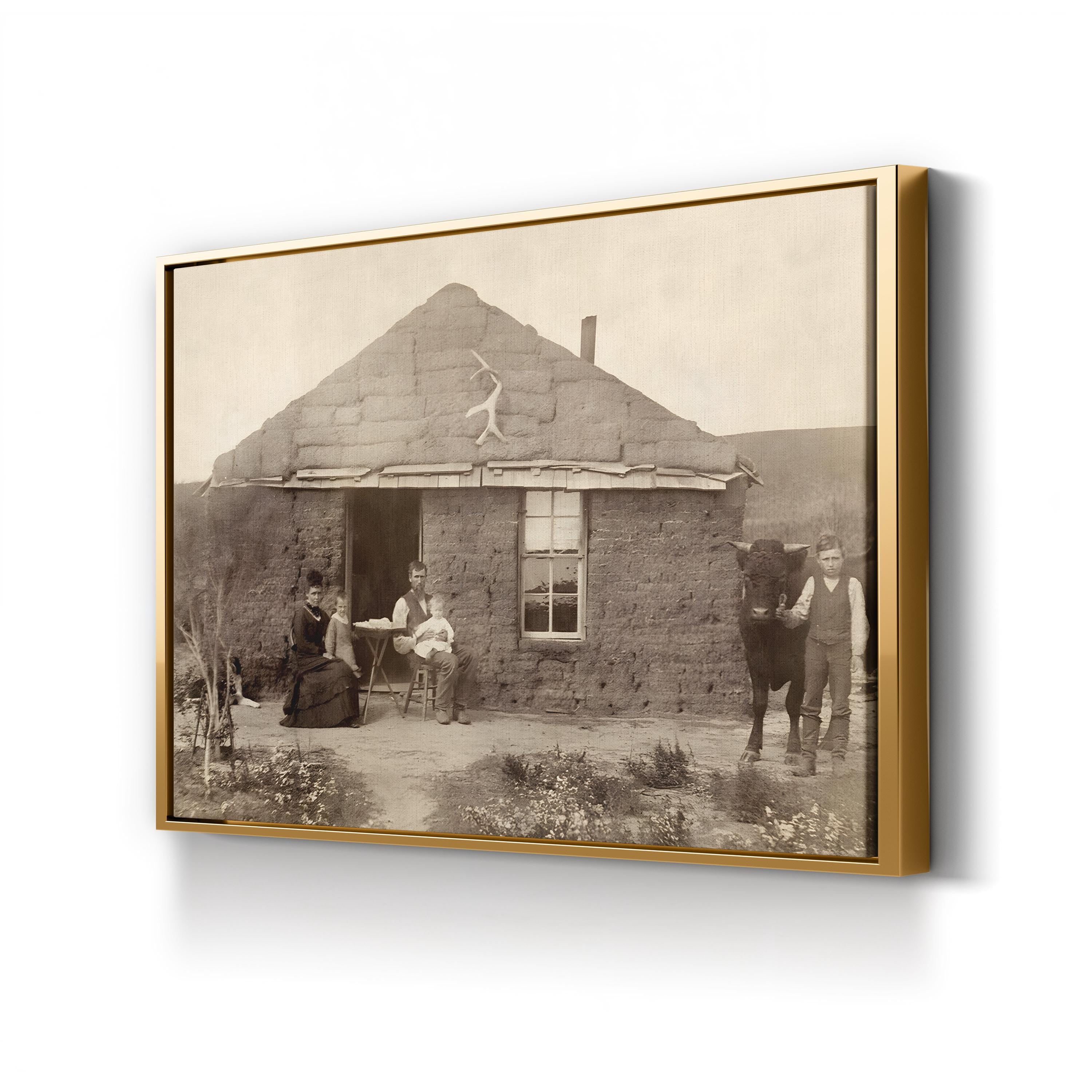 Nebraska Pioneer Family, 1886 – Vintage Photography Wall Art | Frontier Canvas Print