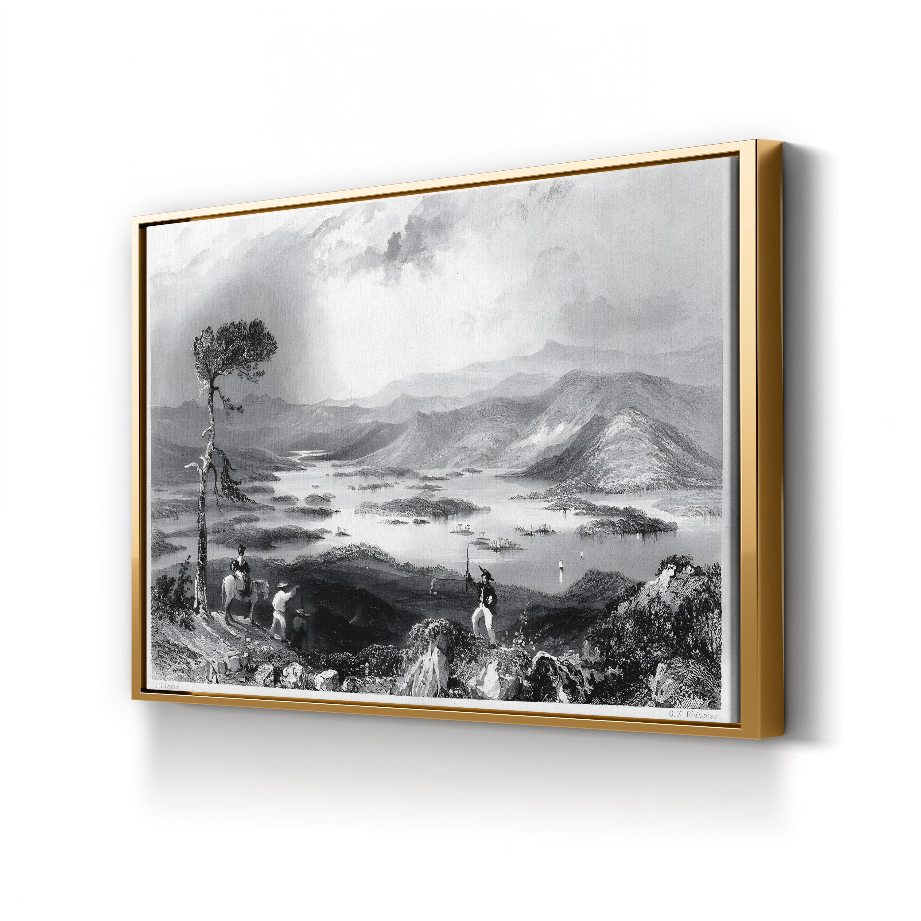 New Hampshire, 1838 Canvas Print – Squam Lake Vintage Landscape Engraving by W. H. Bartlett