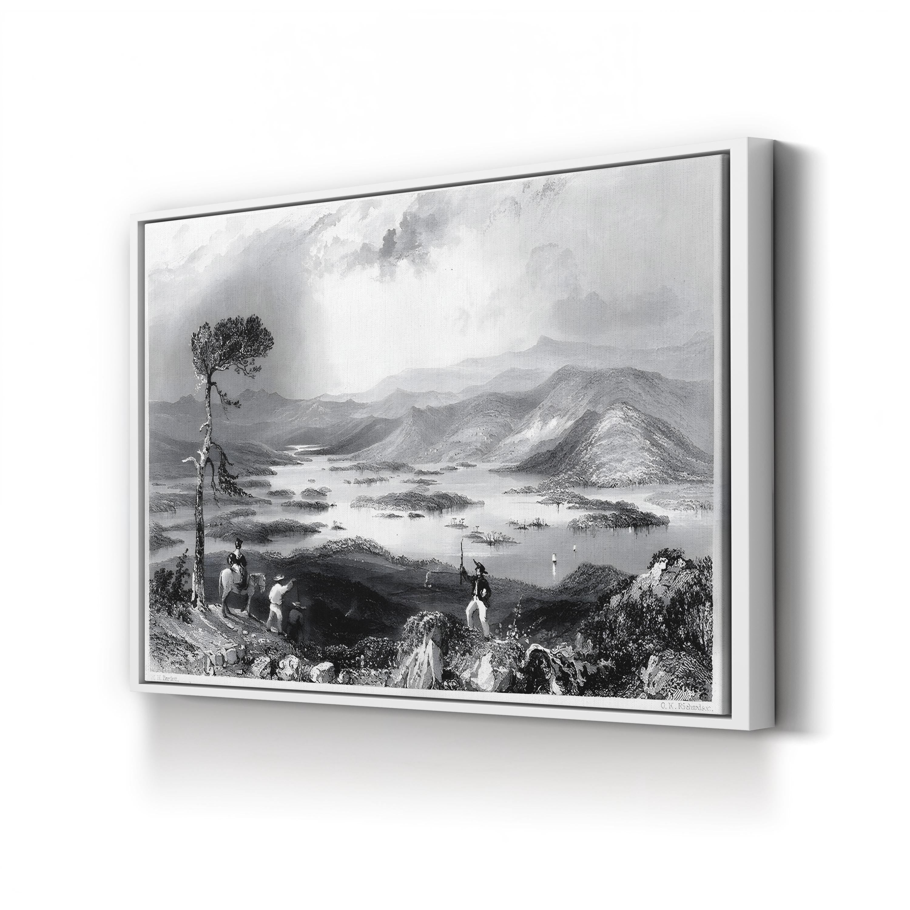 New Hampshire, 1838 Canvas Print – Squam Lake Vintage Landscape Engraving by W. H. Bartlett