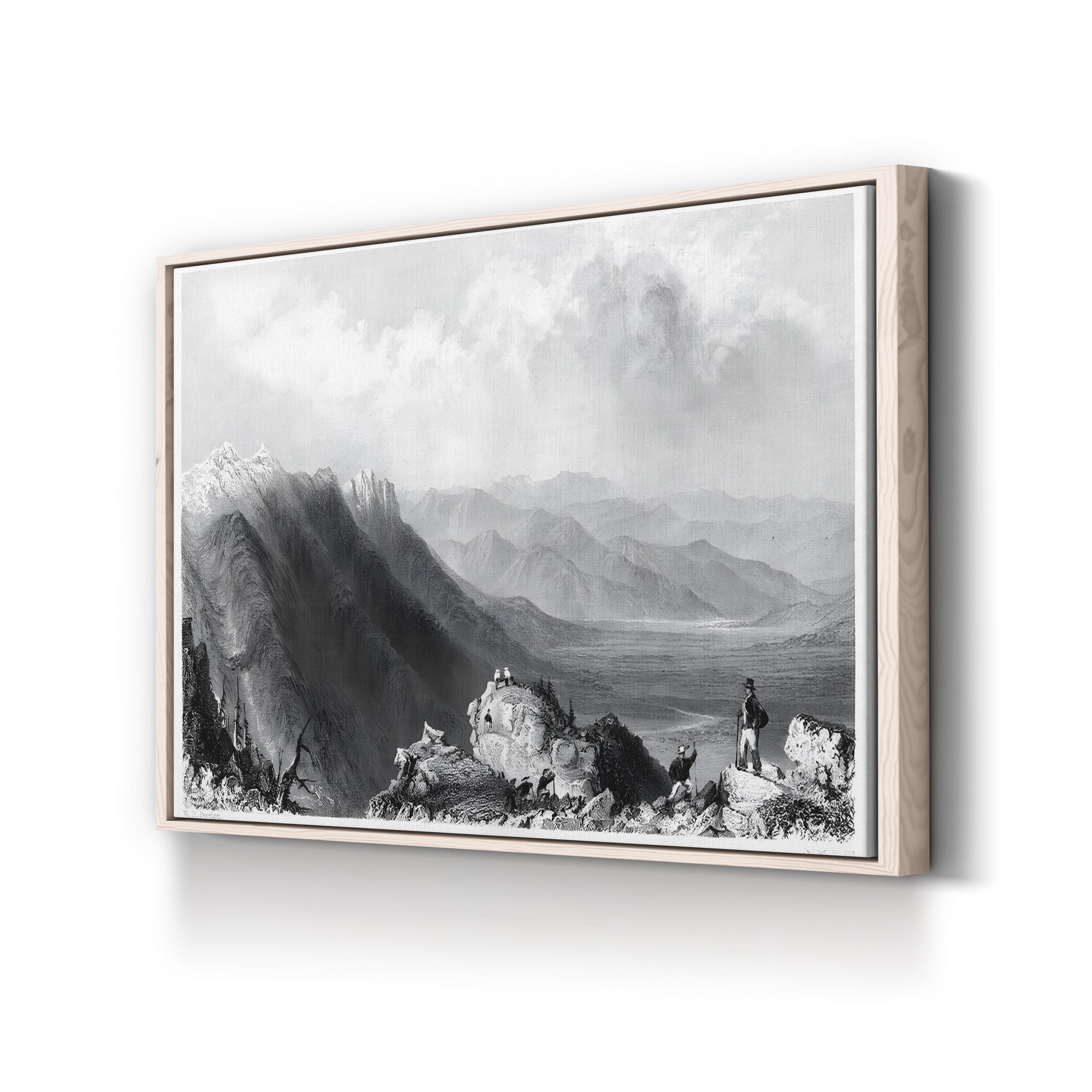 New Hampshire Mountains, 1839 – Period Illustration Wall Art | Black & White Canvas Print
