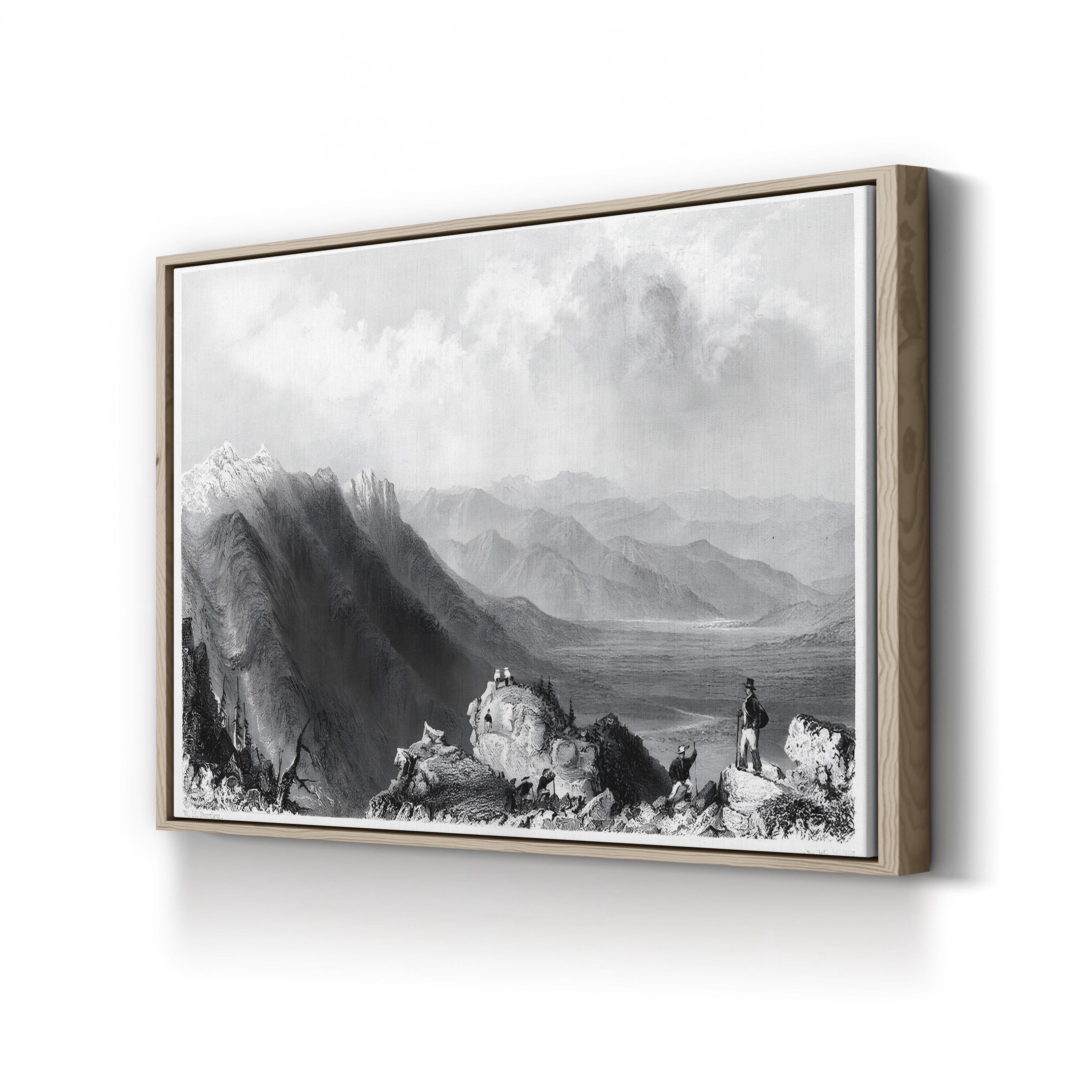 New Hampshire Mountains, 1839 – Period Illustration Wall Art | Black & White Canvas Print
