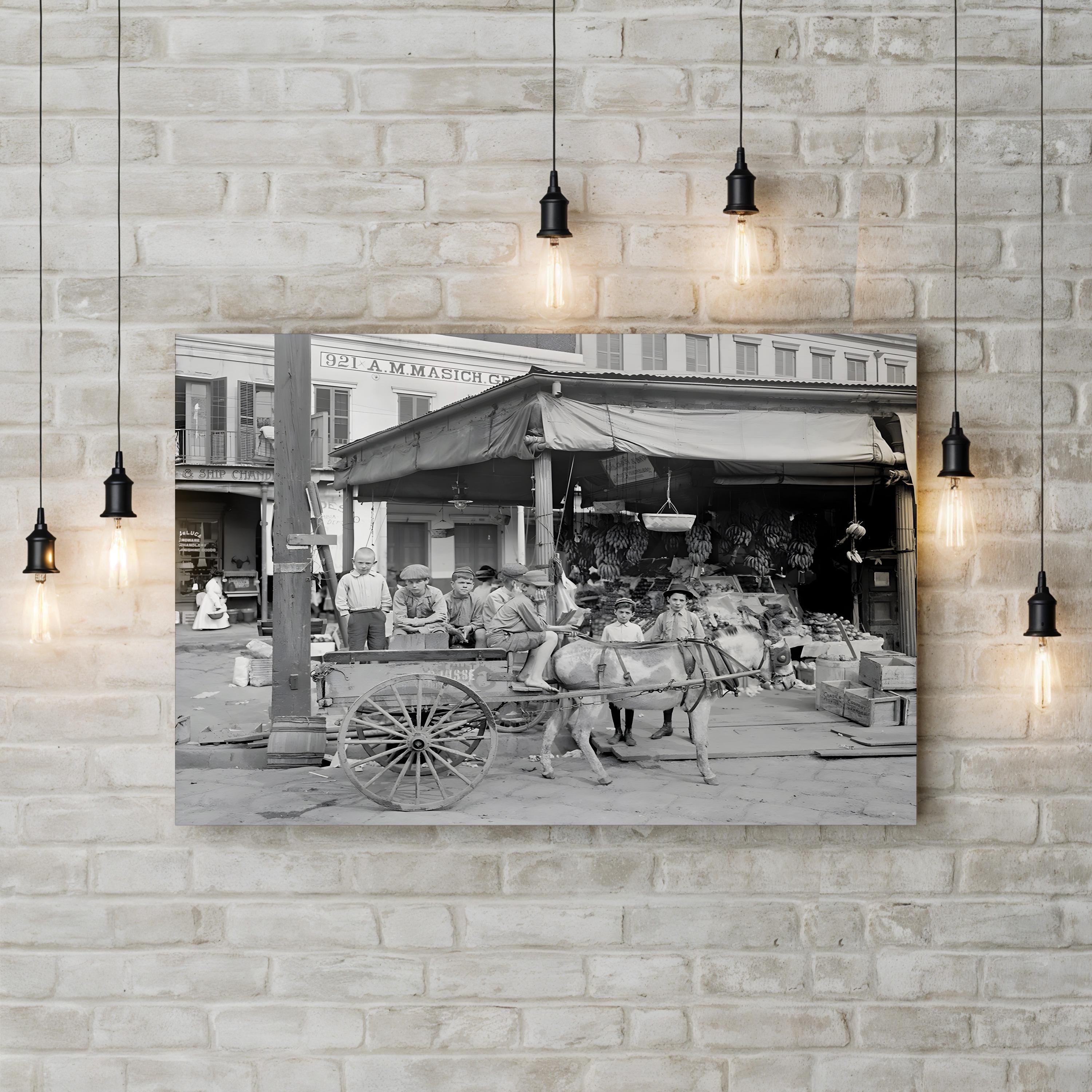 New Orleans French Market Scene, c.1905 | Vintage Street Photography Wall Art