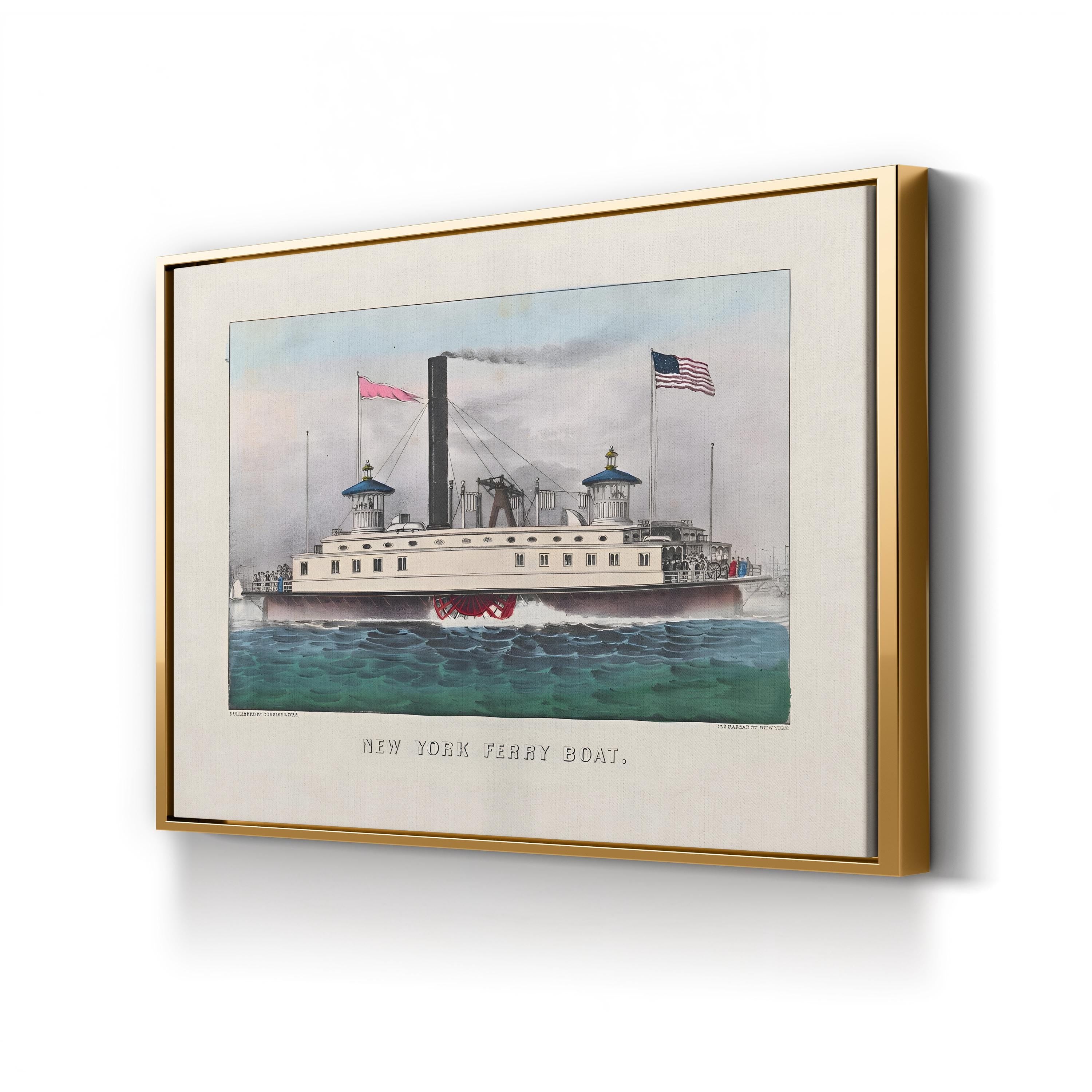 New York Ferry Boat – Currier & Ives Wall Art | 19th-Century Maritime Canvas Print