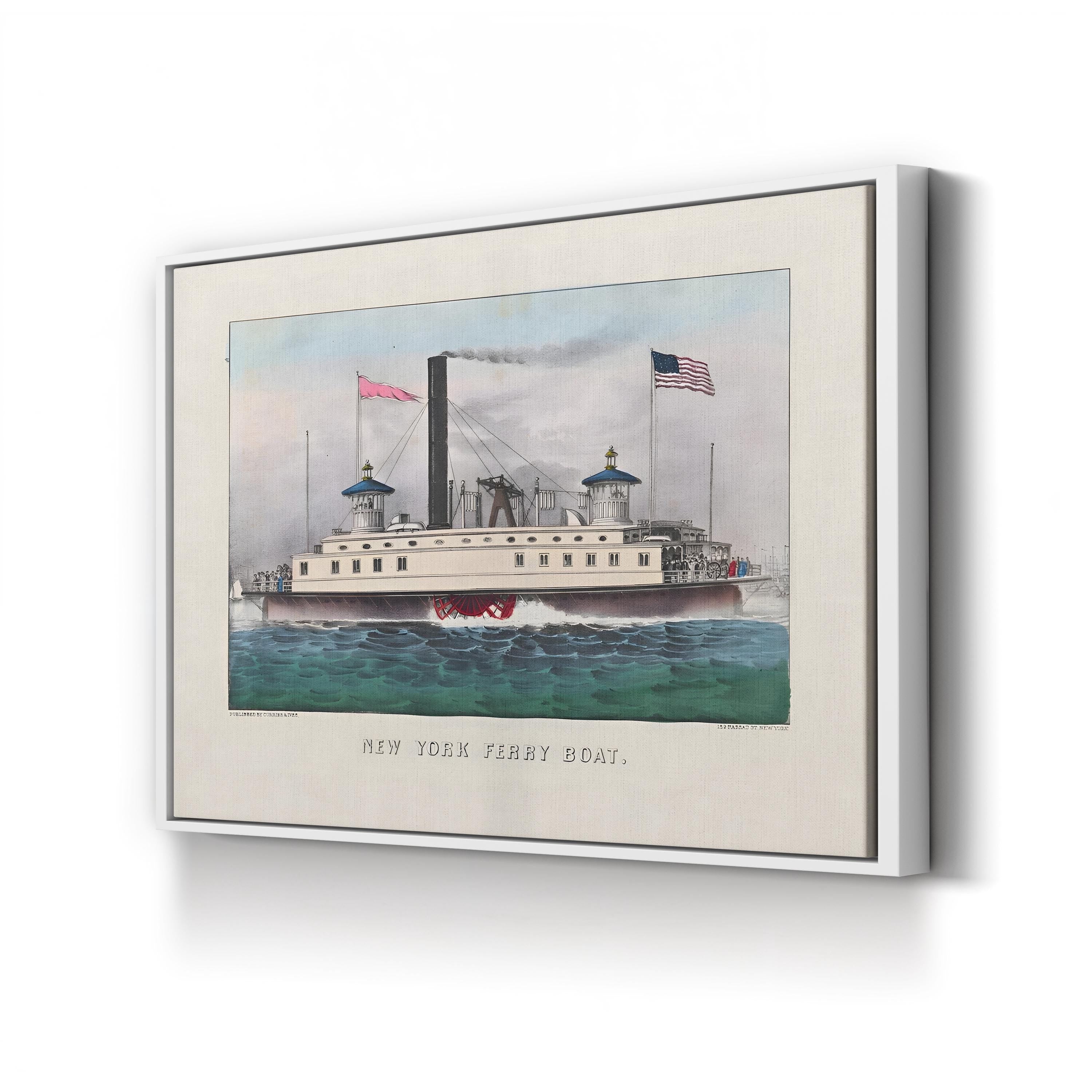 New York Ferry Boat – Currier & Ives Wall Art | 19th-Century Maritime Canvas Print