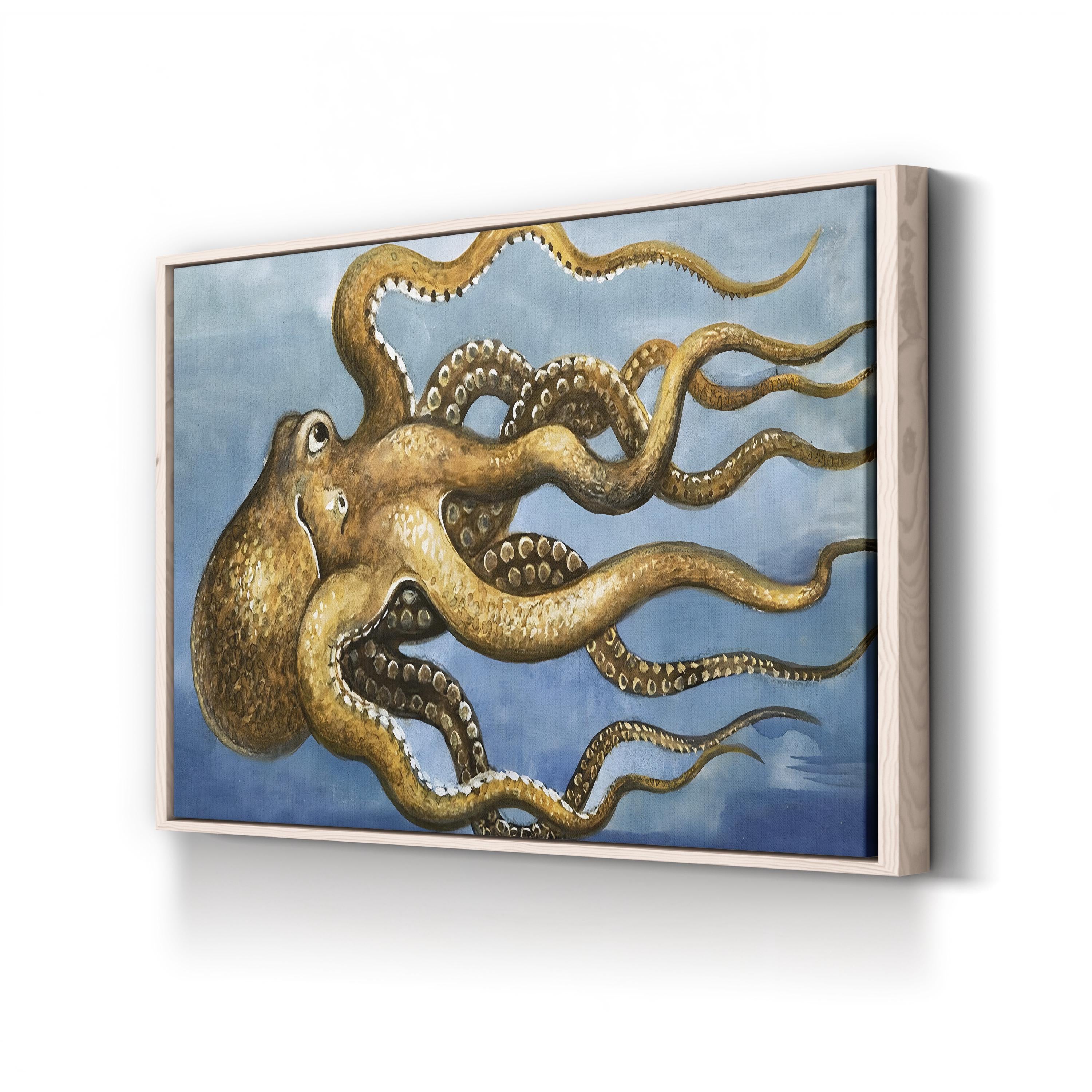 Octopus Wall Art Canvas Print – Vintage Nautical Marine Illustration, English School