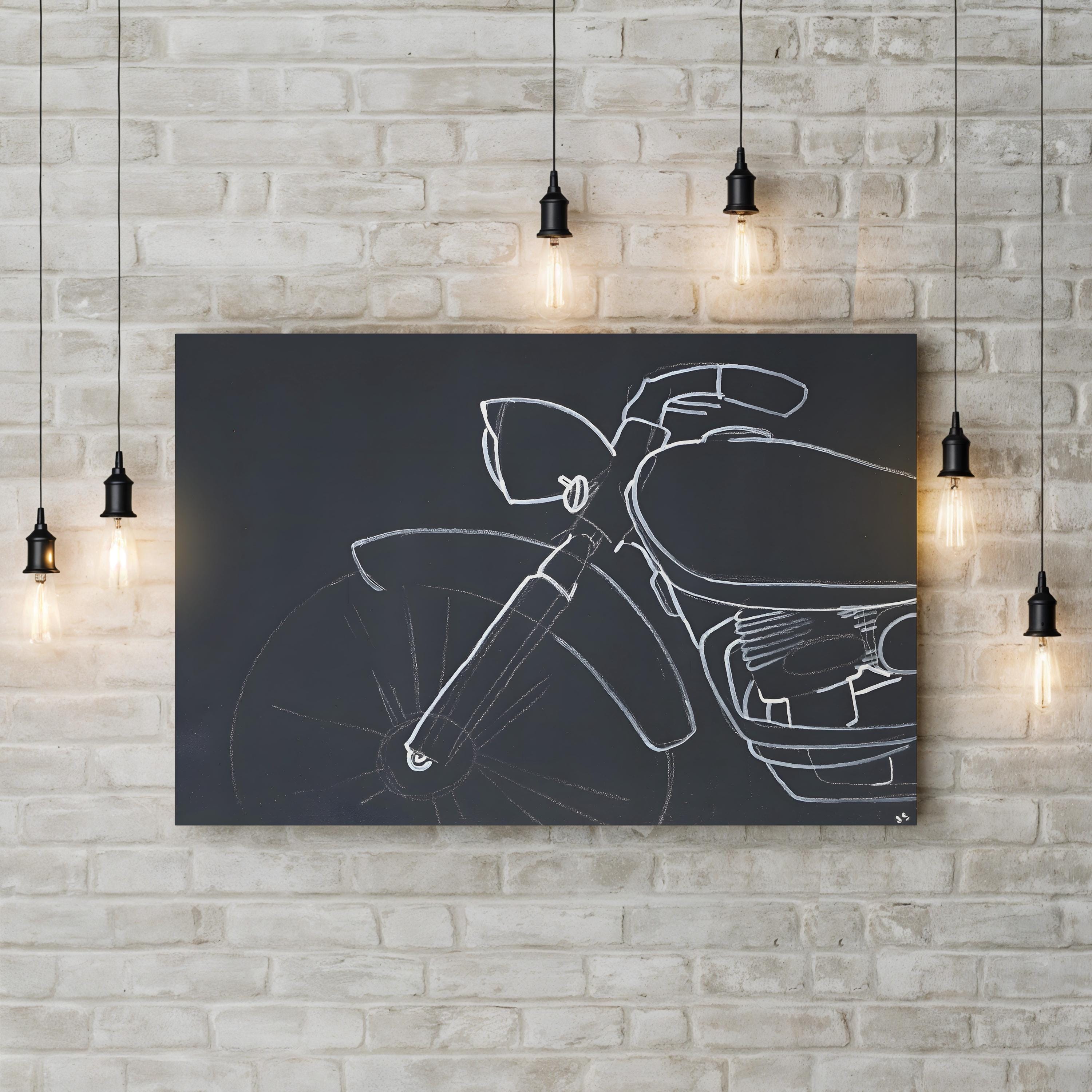 Odds and Ends V Motorcycle Line Art – Joshua Schicker Wall Art | Minimalist Canvas Print