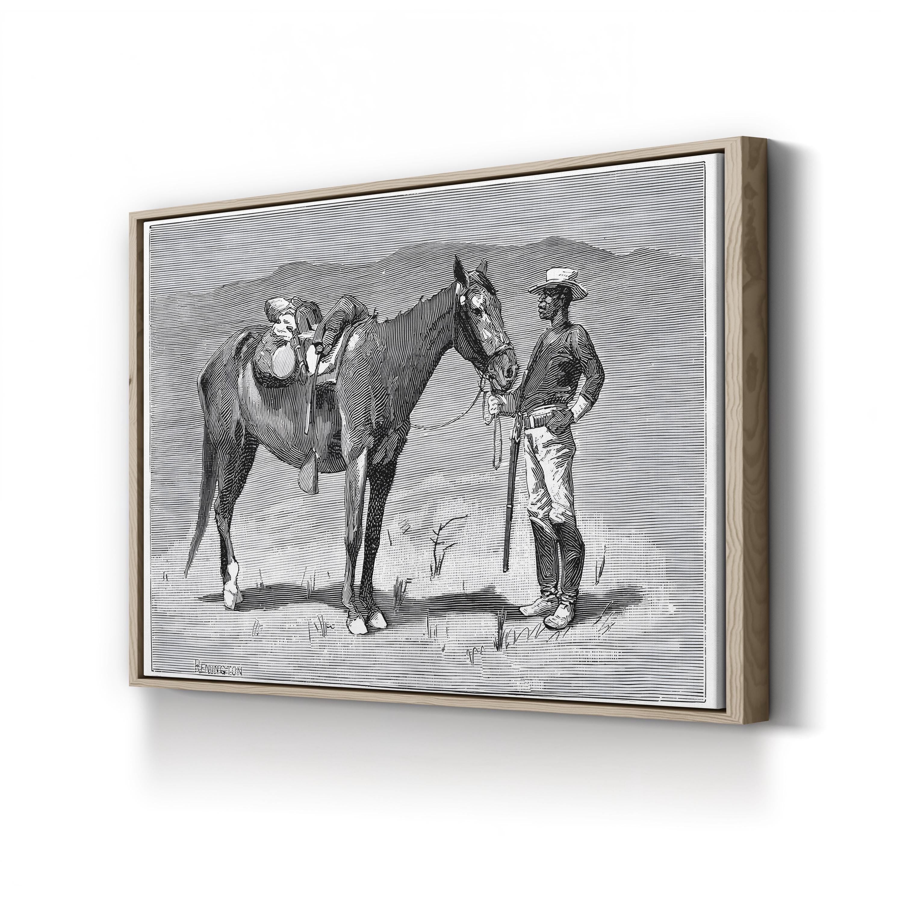 10th Cavalry Regiment, 1888 – Period Illustration Wall Art | Black & White Military Canvas Print