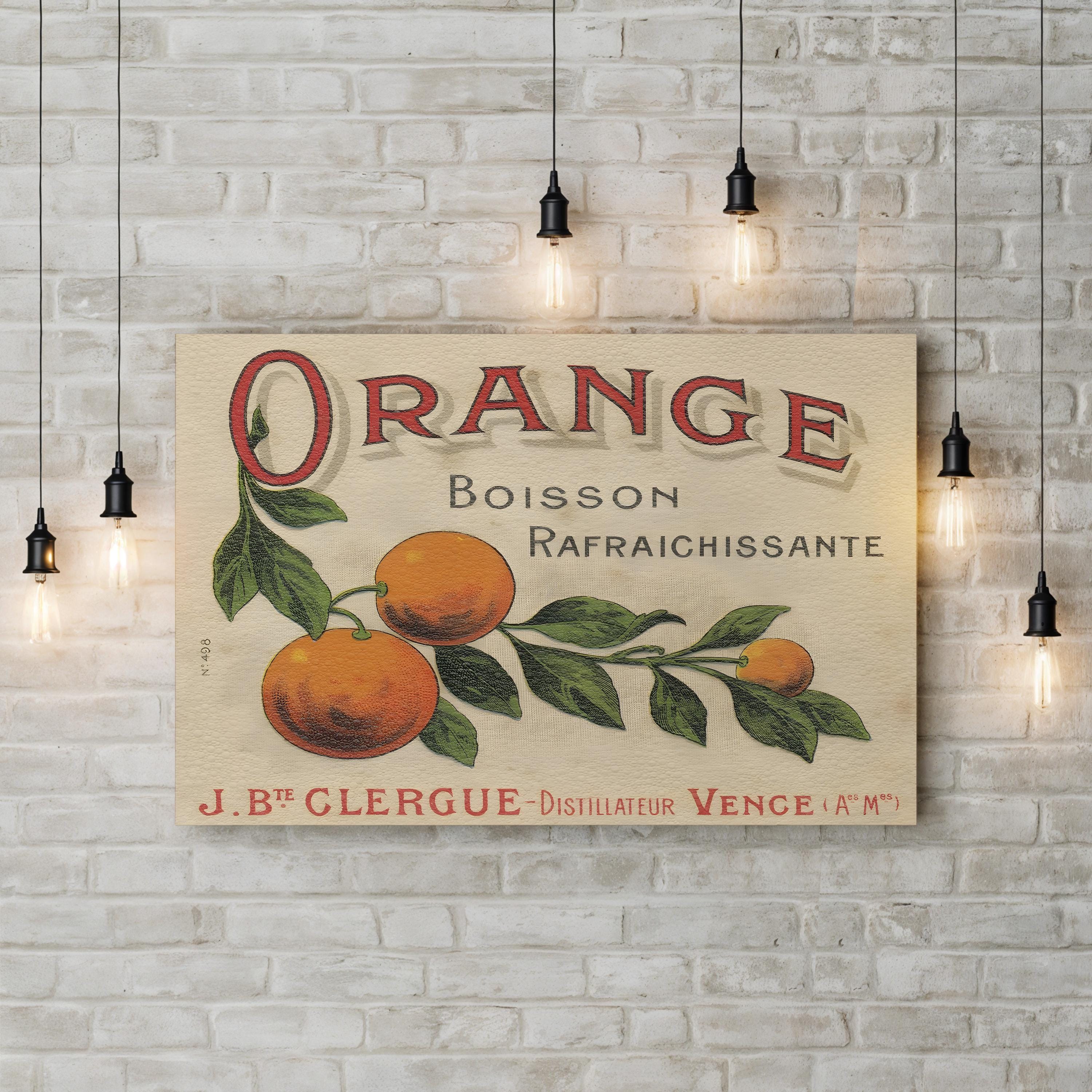 French Orange Label – Period Illustration Wall Art | Retro Kitchen Canvas Print