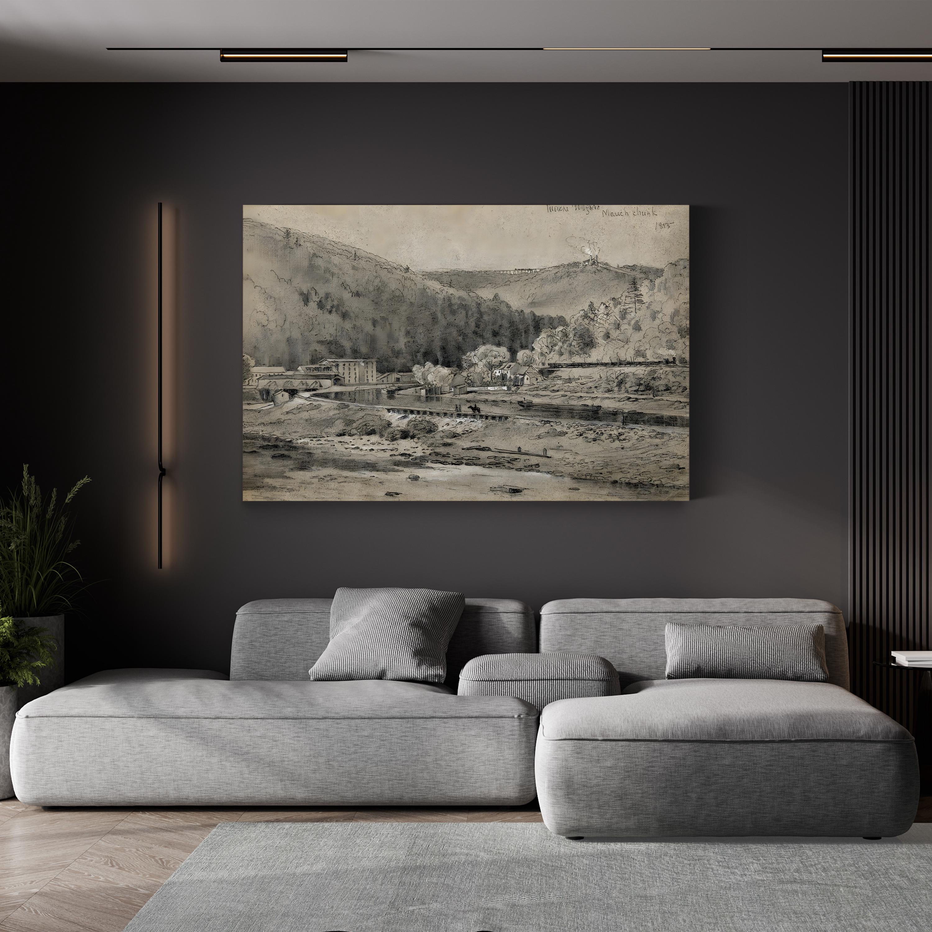 Mauch Chunk, Mount Pisgah – Period Illustration Wall Art | Historic Pennsylvania Canvas Print