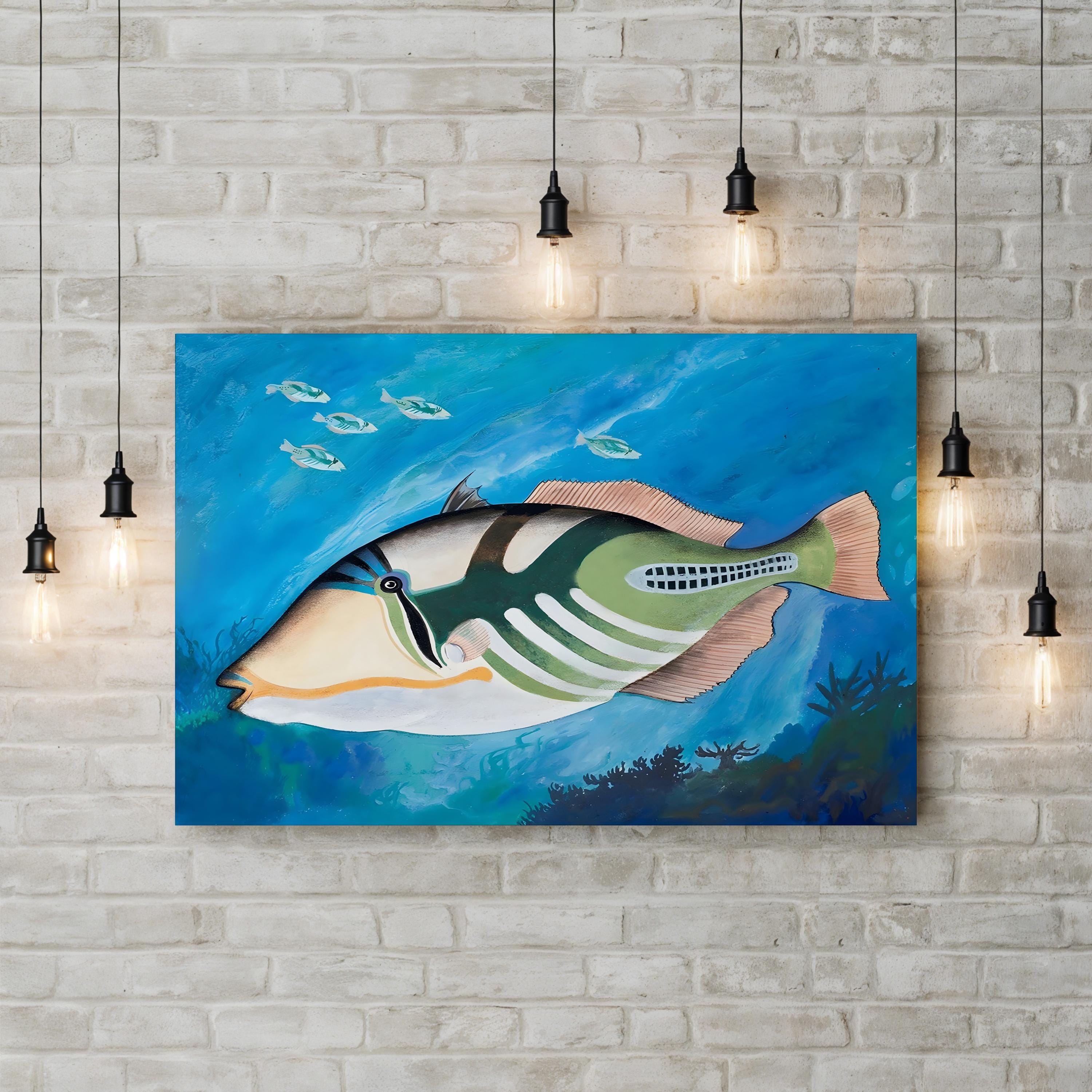 Picasso Triggerfish Wall Art – Colorful Marine Life Canvas (English School)