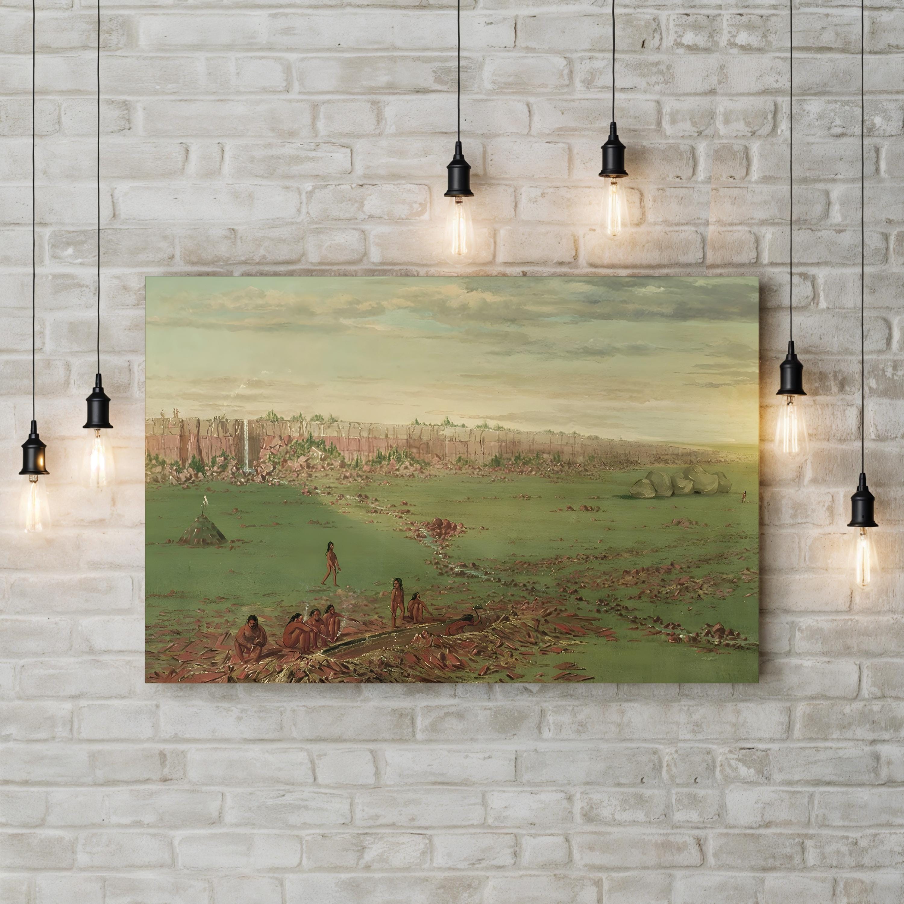 Pipestone Quarry on the Coteau des Prairies Wall Art – 1836 Native American Landscape by George Catlin