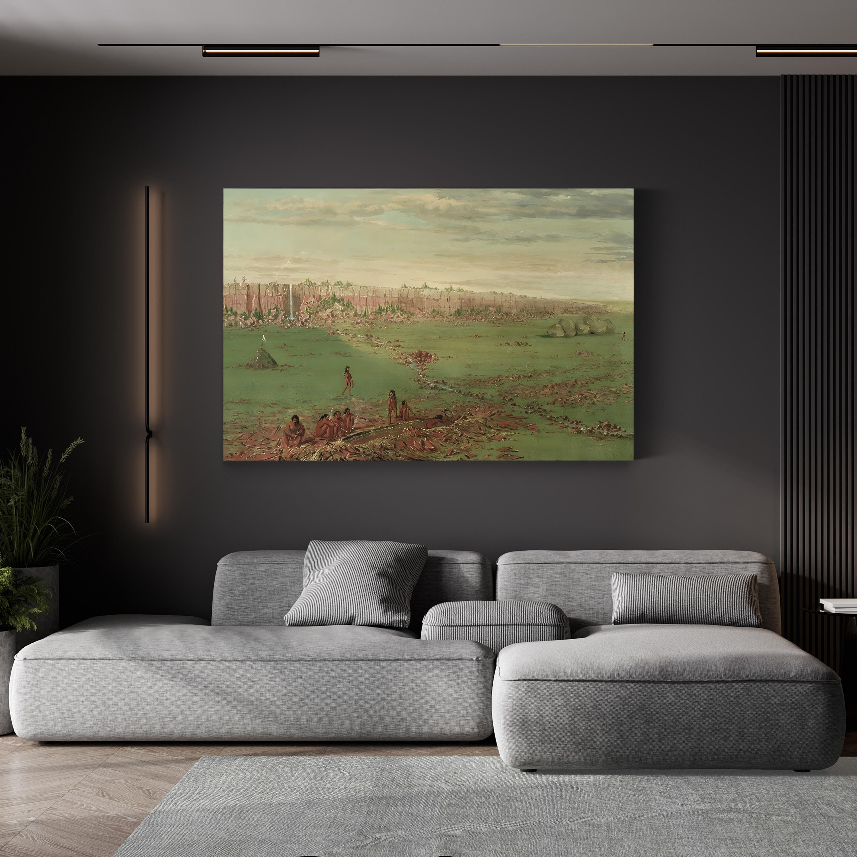 Pipestone Quarry on the Coteau des Prairies Wall Art – 1836 Native American Landscape by George Catlin