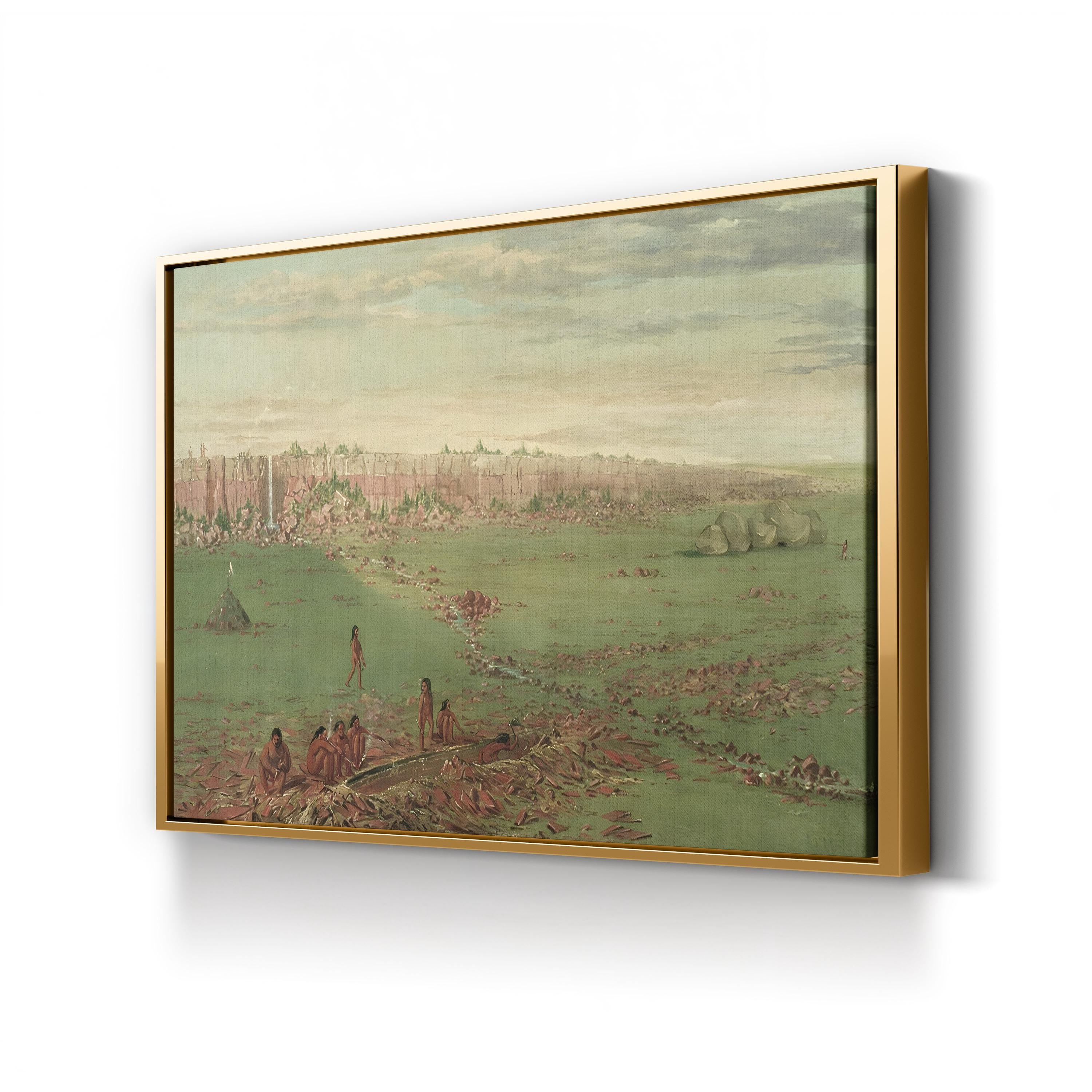 Pipestone Quarry on the Coteau des Prairies Wall Art – 1836 Native American Landscape by George Catlin