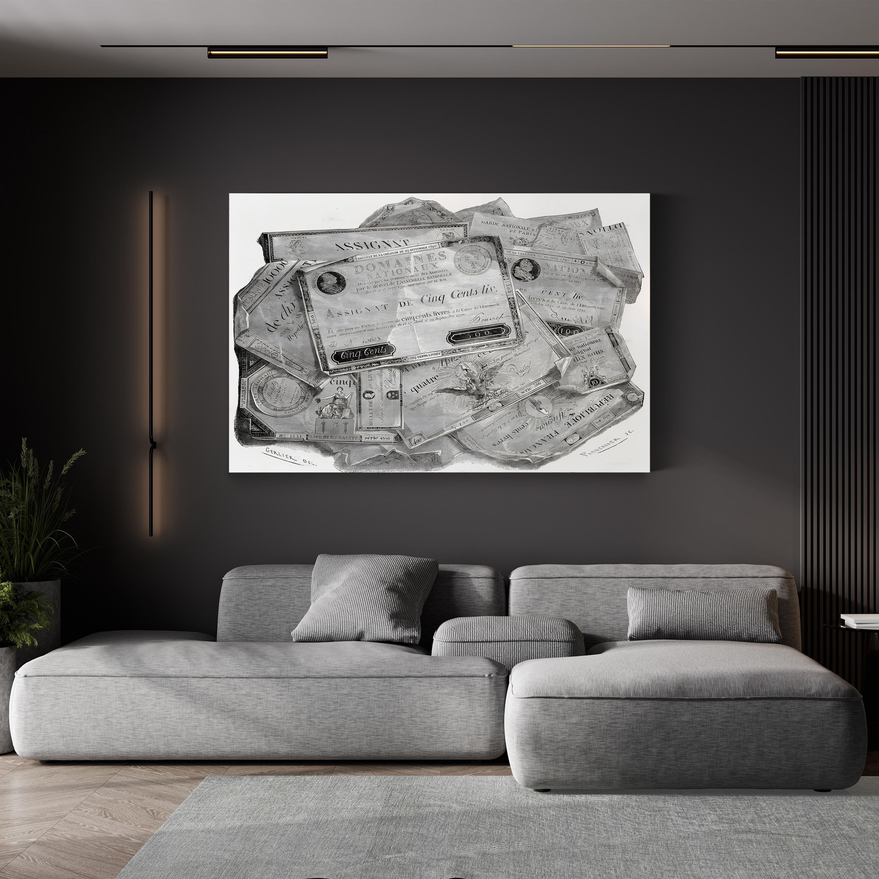 Planche d’Assignats Wall Art – French Revolution Interest-Bearing Bonds Vintage Canvas Print