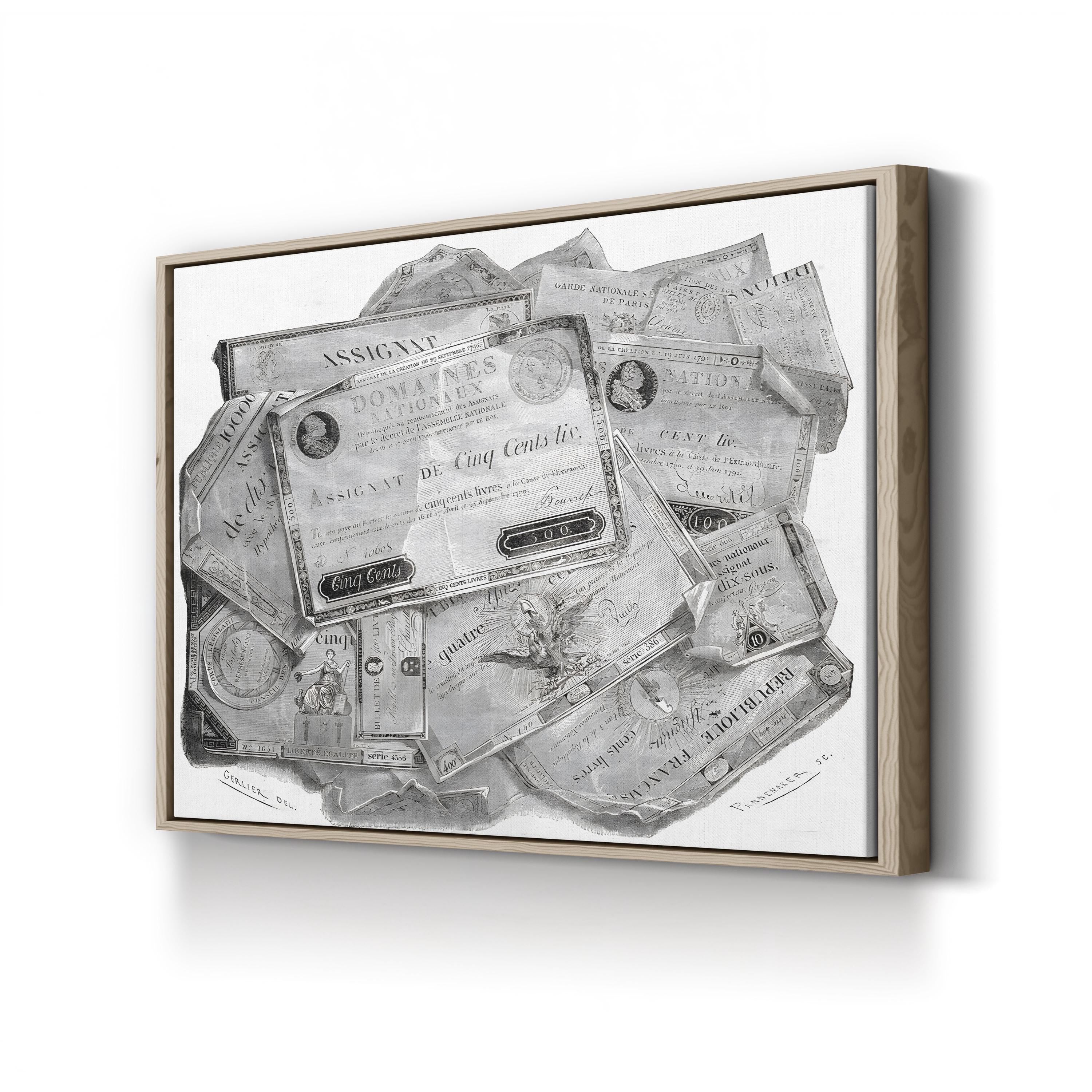 Planche d’Assignats Wall Art – French Revolution Interest-Bearing Bonds Vintage Canvas Print