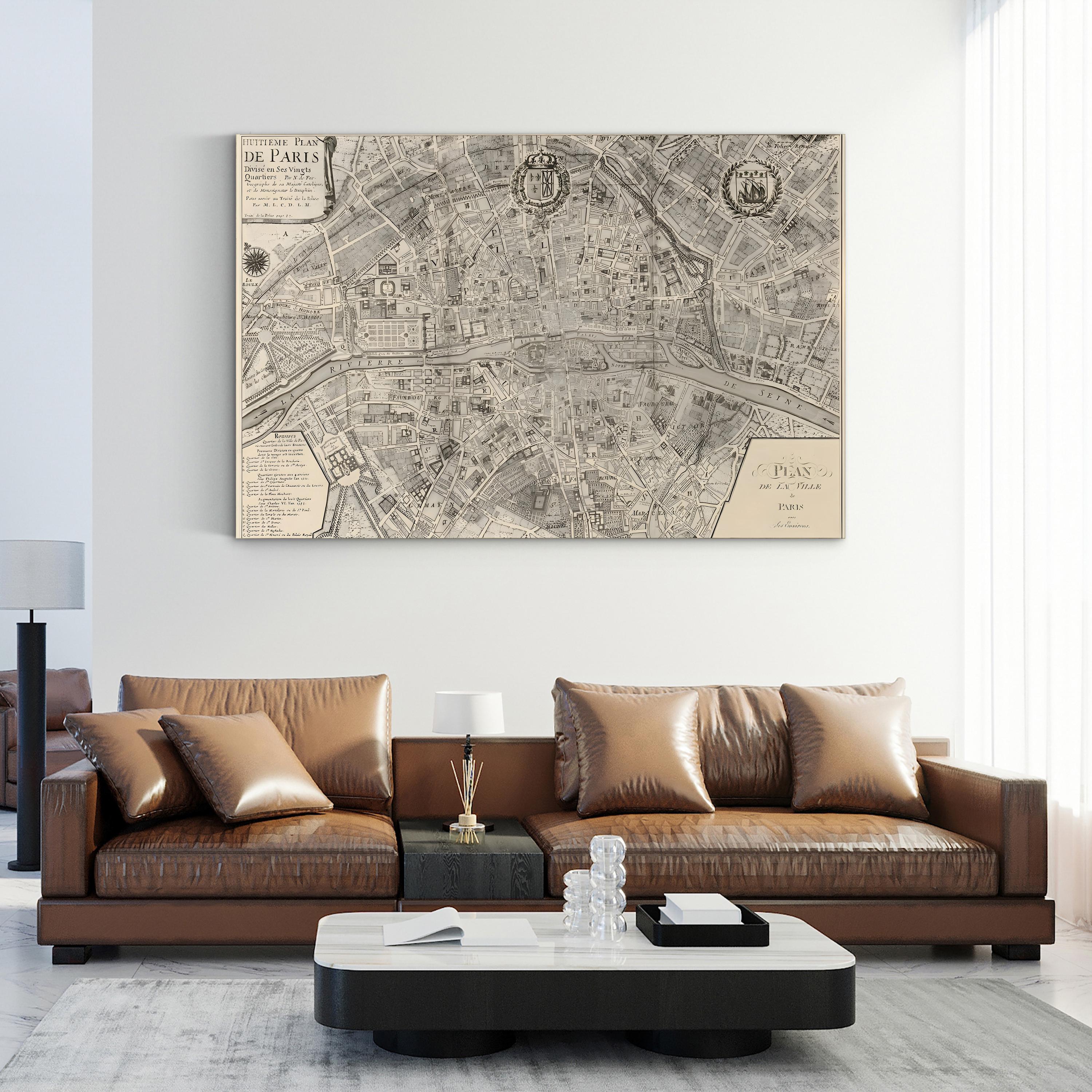 Plan de la Ville de Paris, 1715 – Vintage Paris City Map Wall Art by Nicolas De Fer