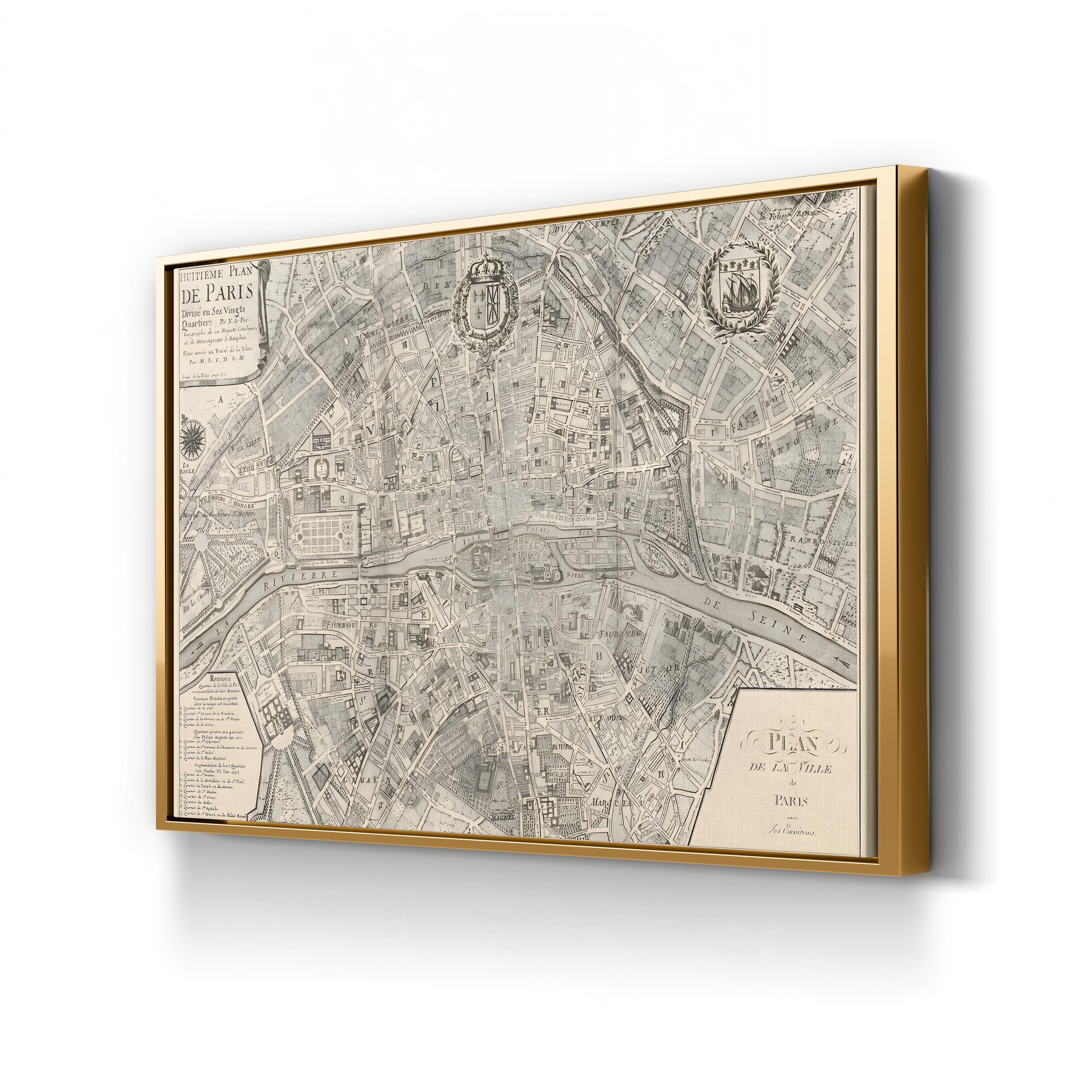 Plan de la Ville de Paris, 1715 – Vintage Paris City Map Wall Art by Nicolas De Fer