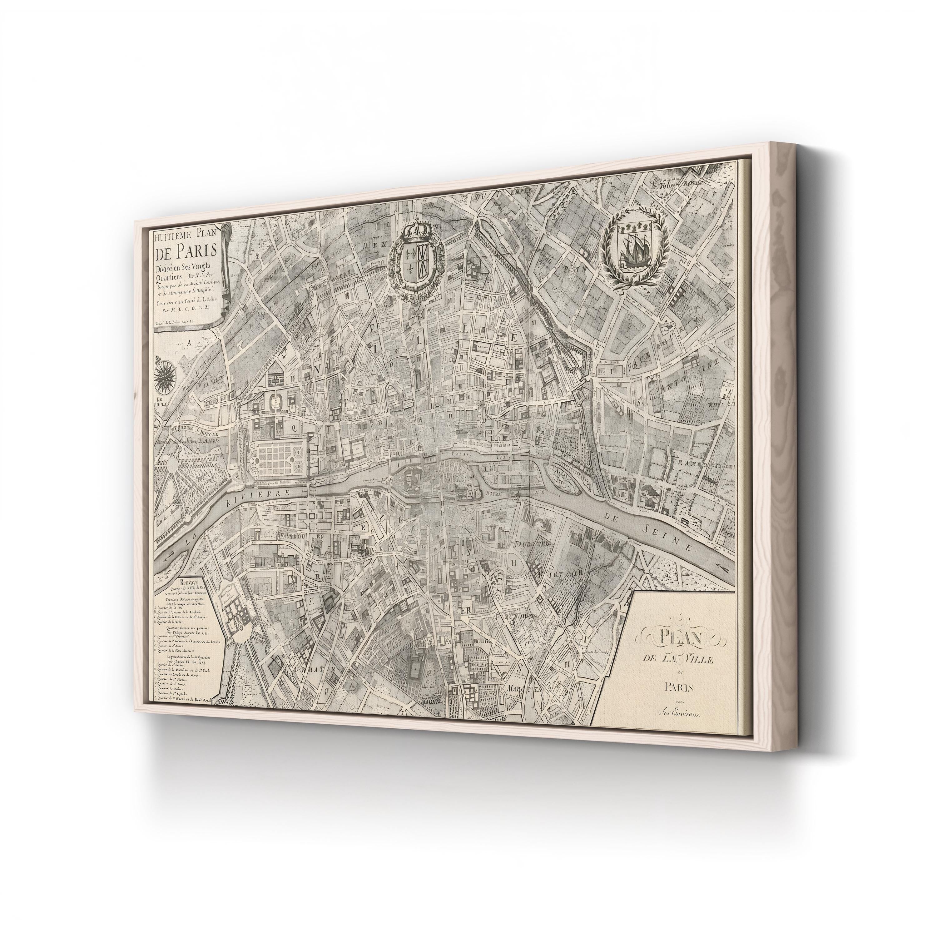 Plan de la Ville de Paris, 1715 – Vintage Paris City Map Wall Art by Nicolas De Fer