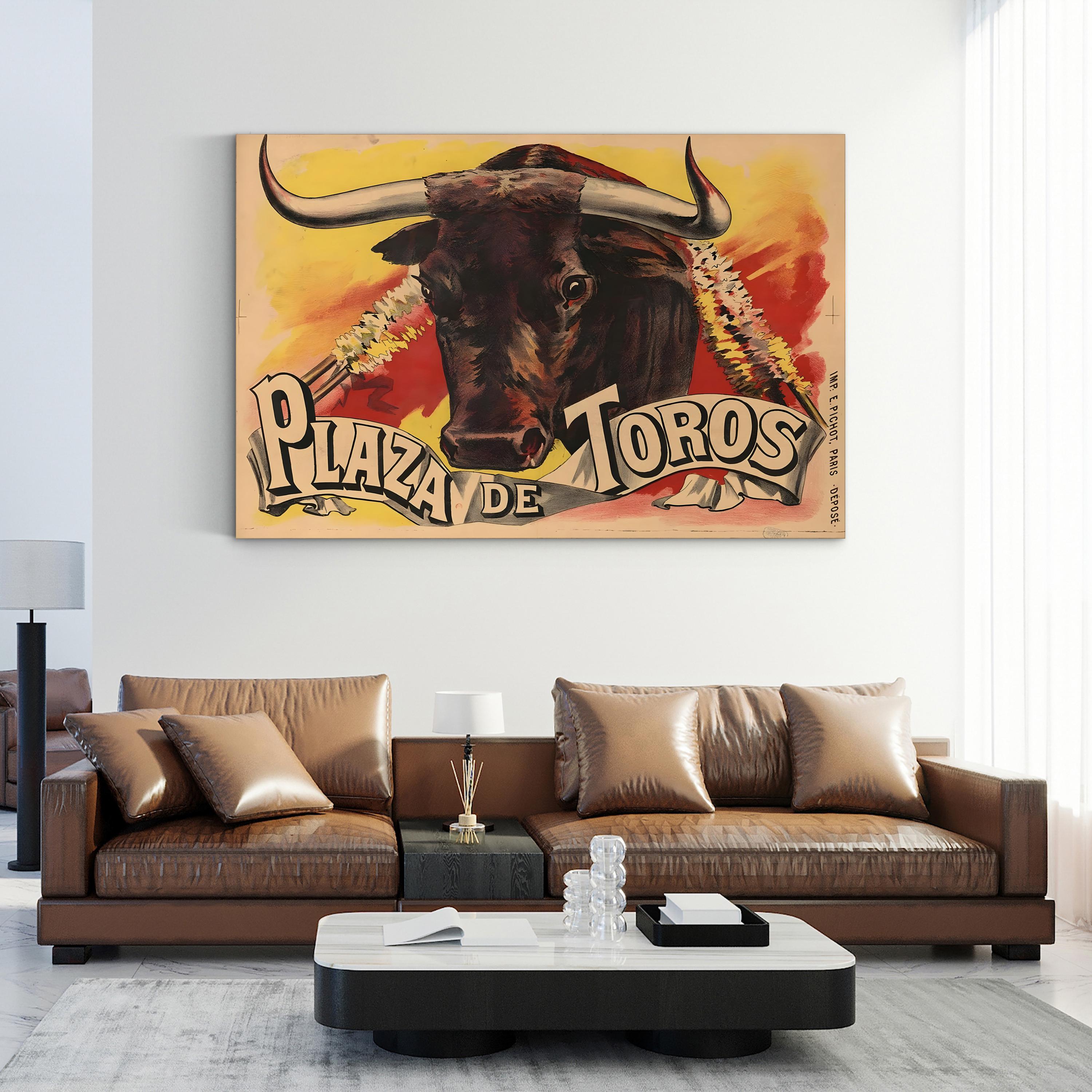 Spanish Advertising Art Vintage Bullfighting Poster at Plaza De Toro's