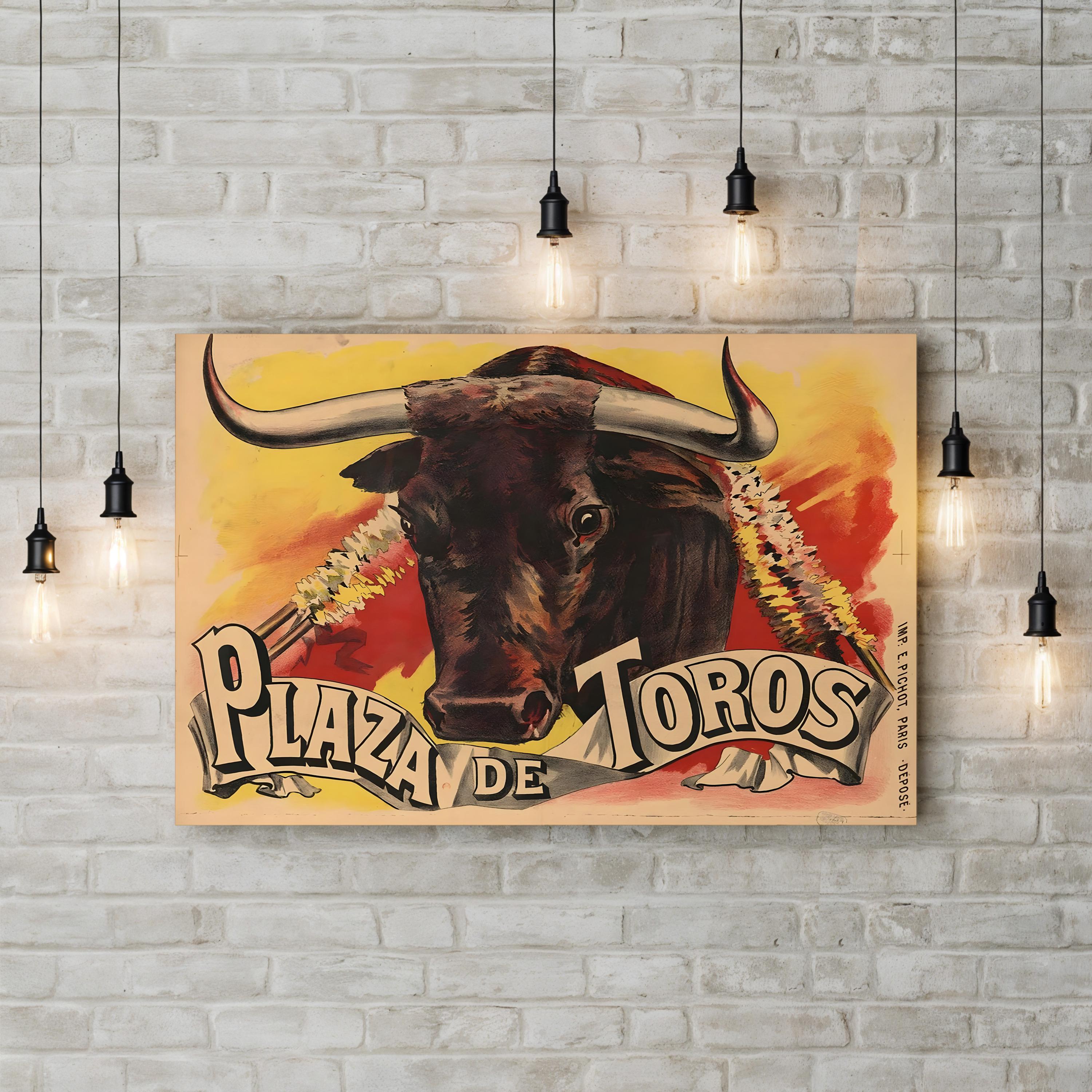 Spanish Advertising Art Vintage Bullfighting Poster at Plaza De Toro's