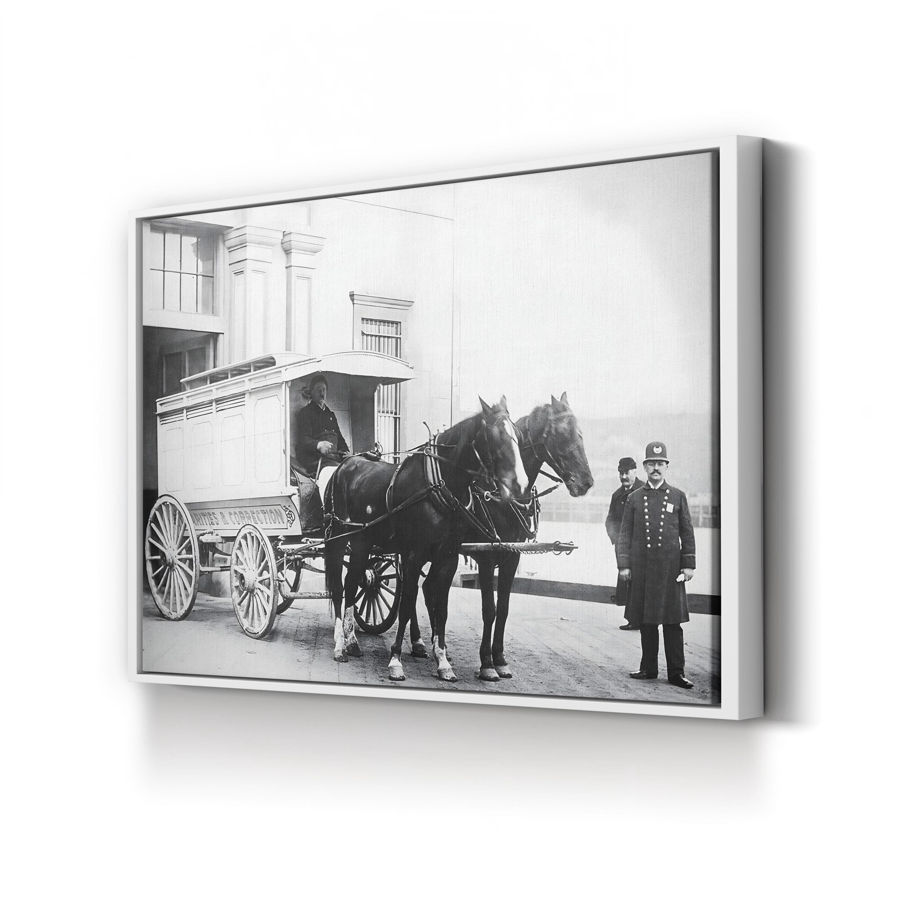 Horse-Drawn Police Wagon, 1900 – Vintage Photography Wall Art | Street Scene Canvas Print