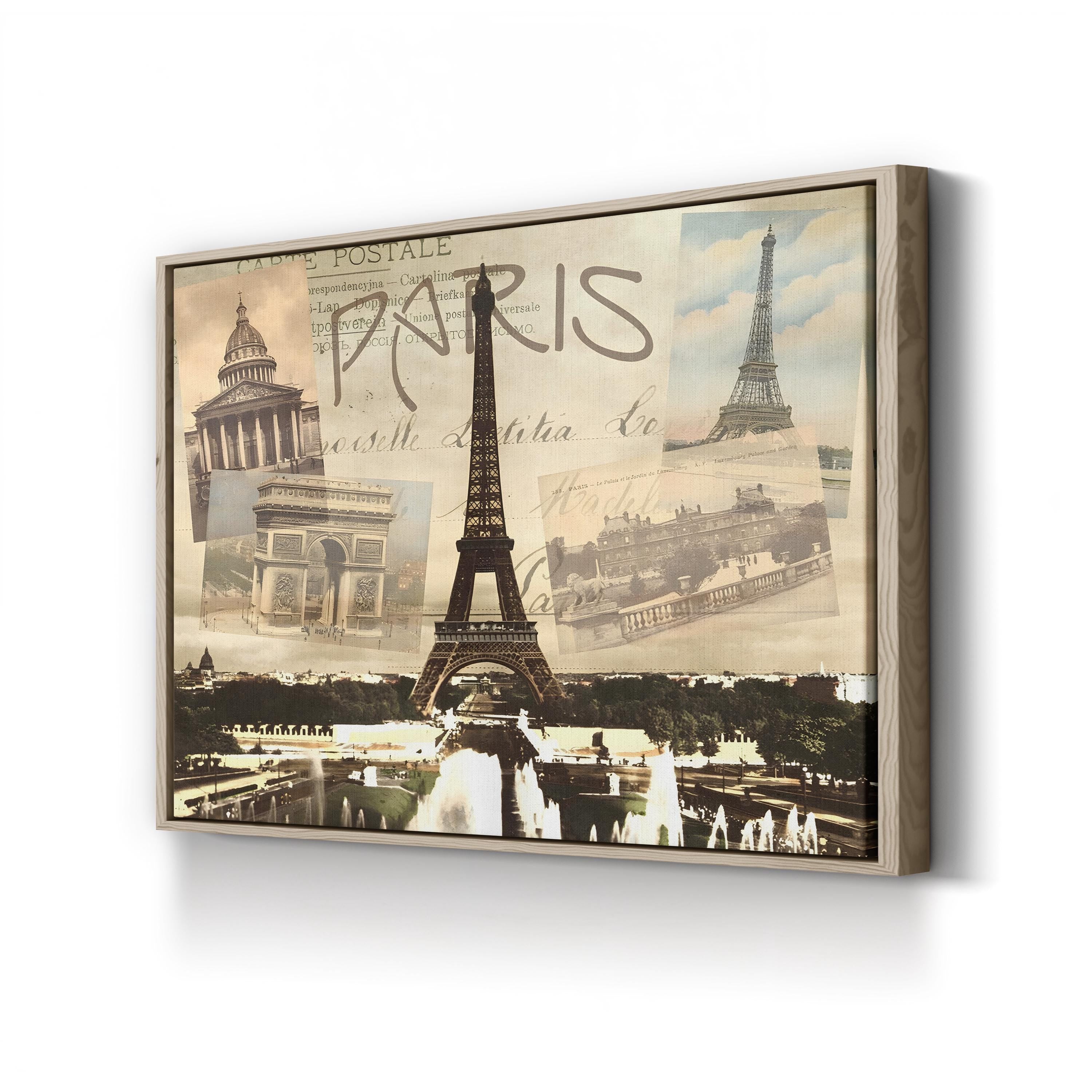 Paris Landmarks in Sepia – Period Illustration Wall Art | Eiffel Tower Canvas Print