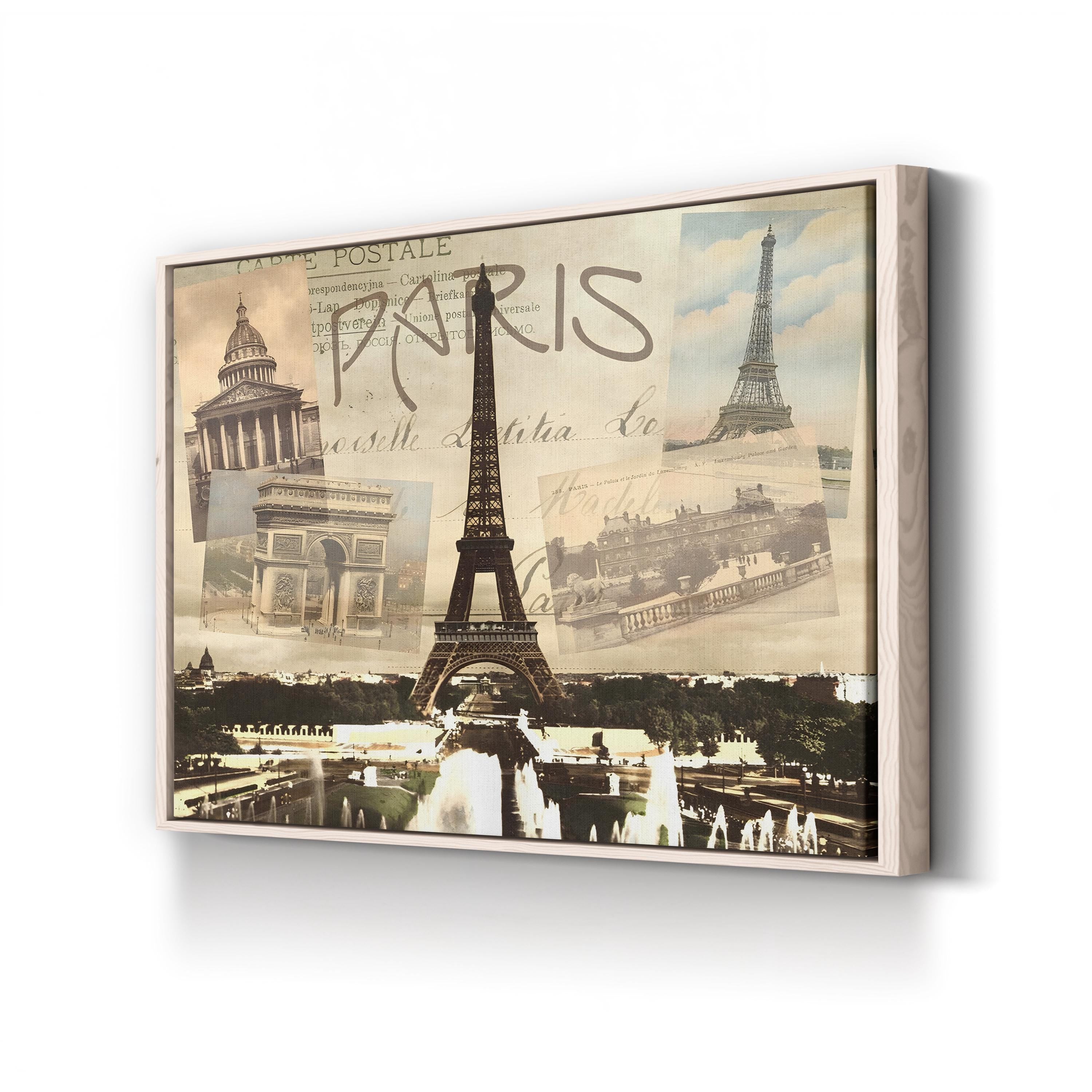 Paris Landmarks in Sepia – Period Illustration Wall Art | Eiffel Tower Canvas Print