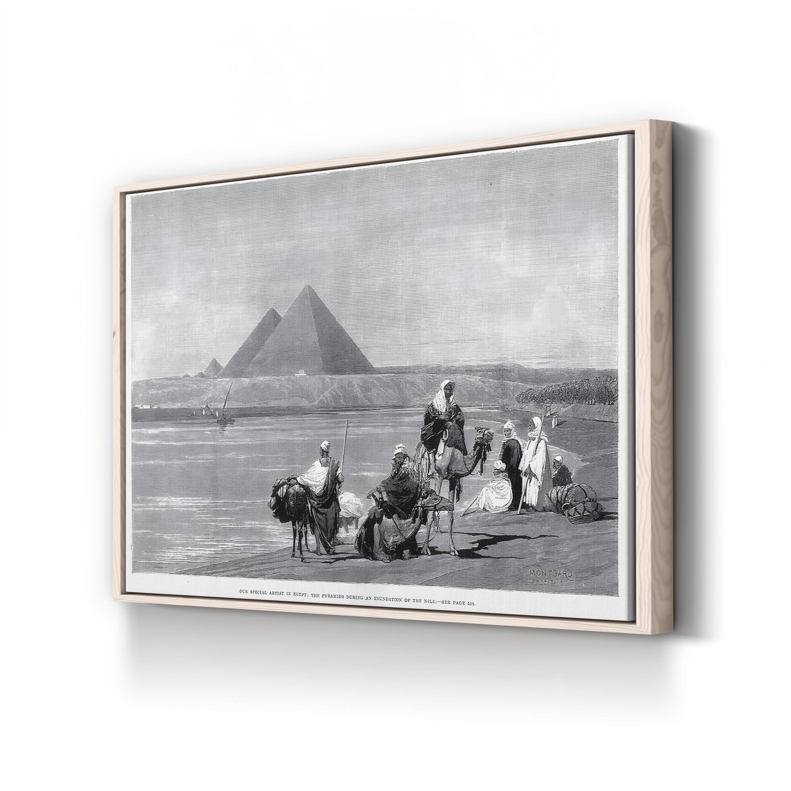 Pyramids at Giza, 1882 Antique Egyptian Wall Art | Historic Nile Inundation Canvas
