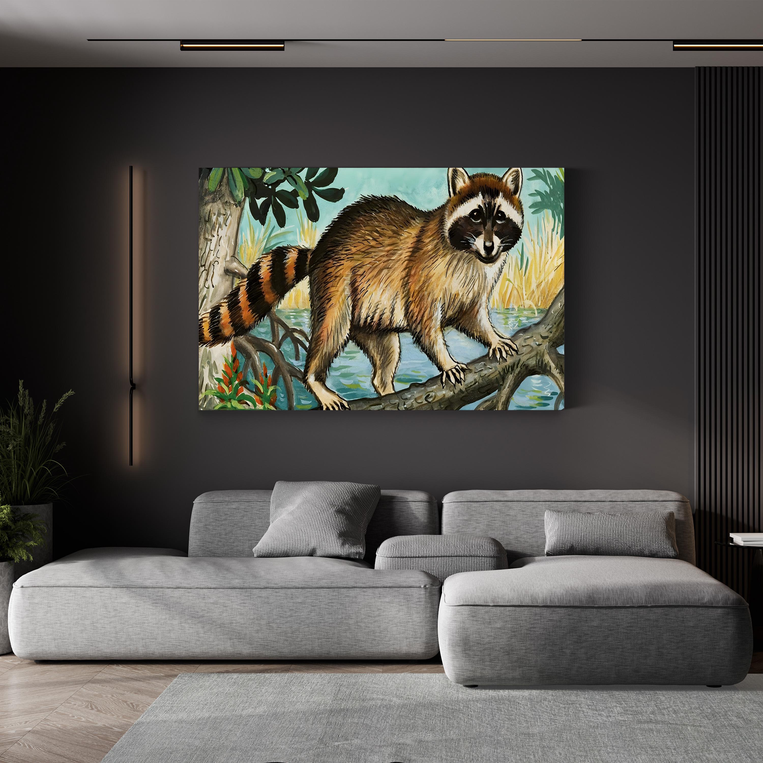 Raccoon Canvas Print | Museum Quality Wildlife Illustration Wall Art