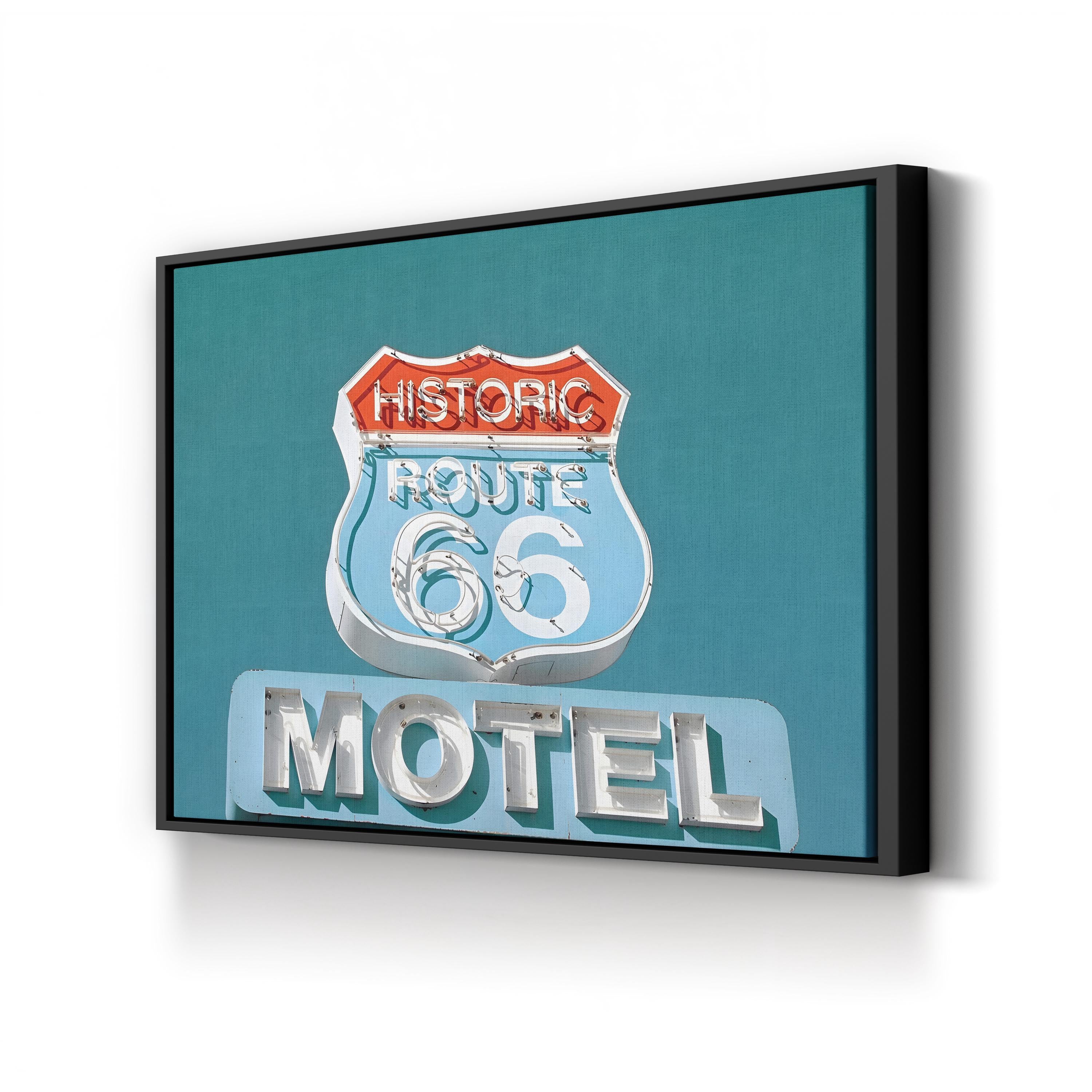 Route 66 Motel Sign – Period Illustration Wall Art | Retro Americana Canvas Print