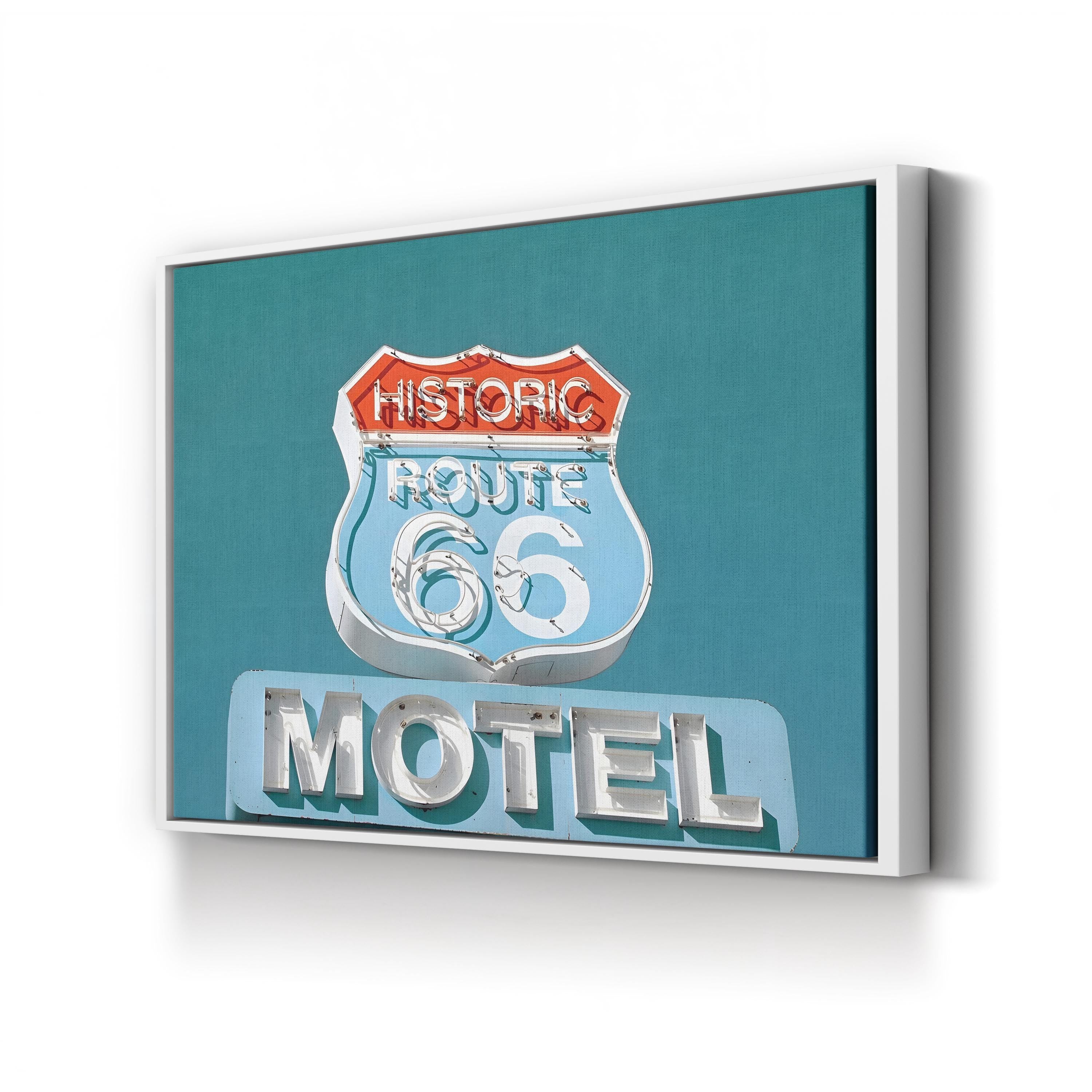 Route 66 Motel Sign – Period Illustration Wall Art | Retro Americana Canvas Print