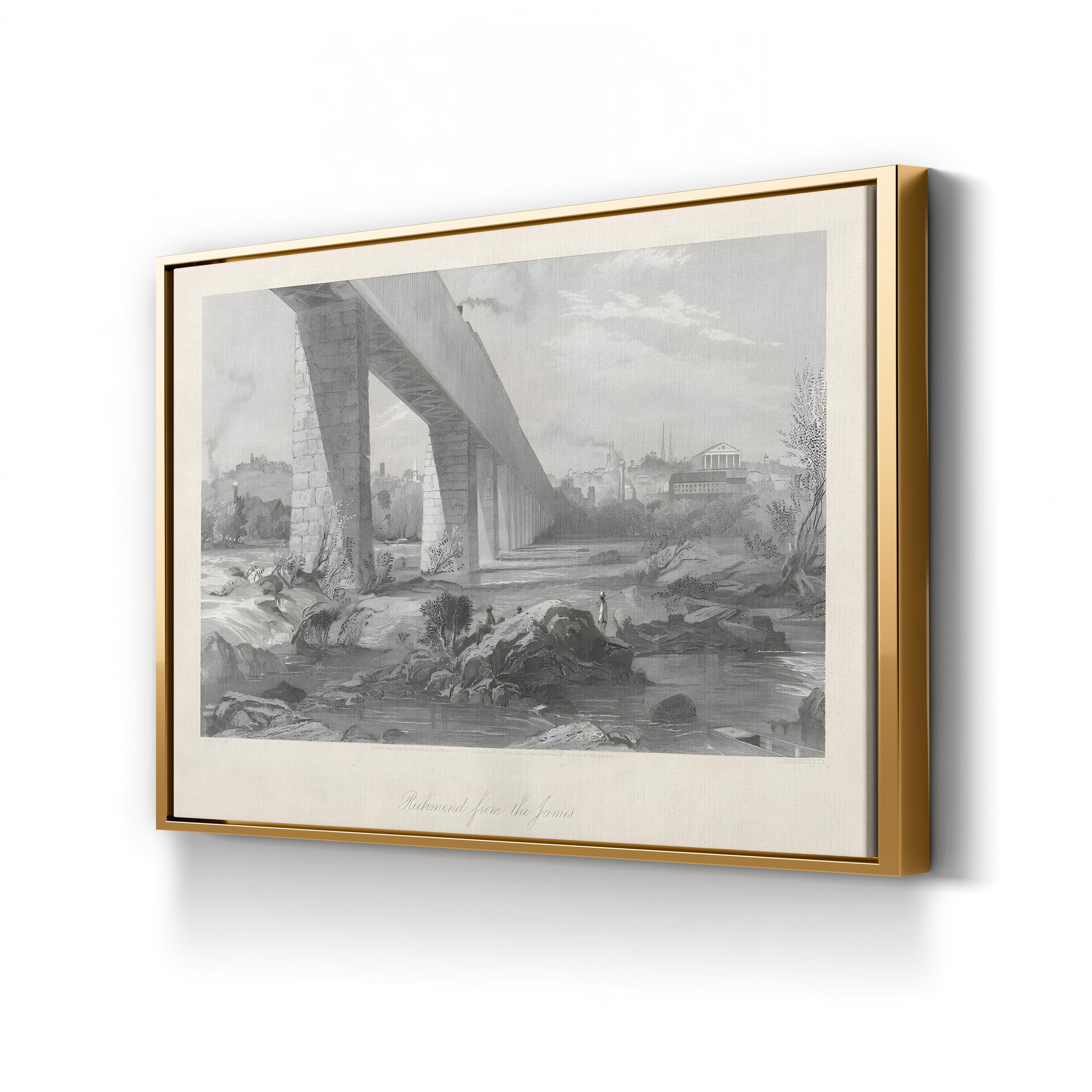 Richmond From the James Wall Art by William Cullen Bryant – 19th Century Black & White Landscape Canvas