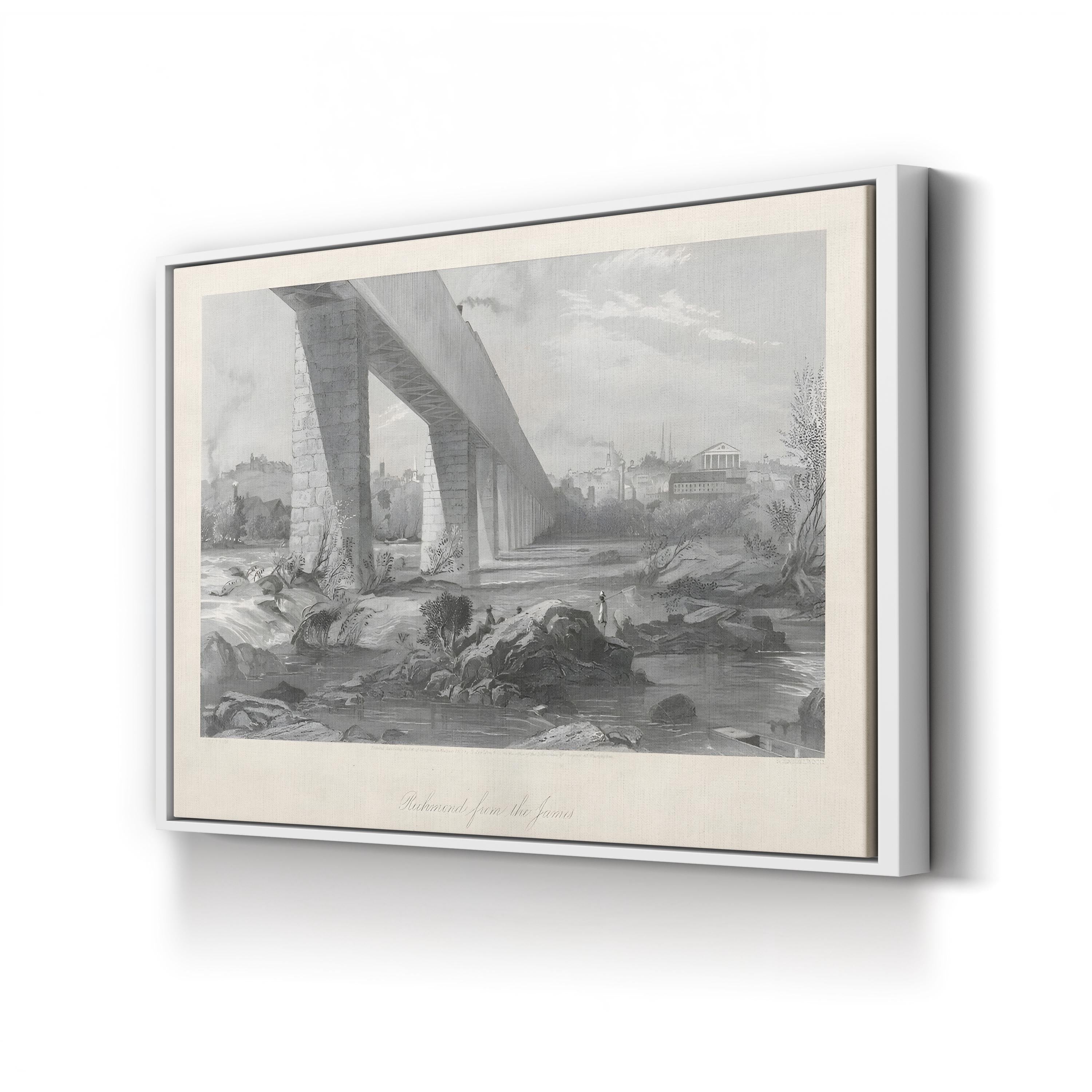 Richmond From the James Wall Art by William Cullen Bryant – 19th Century Black & White Landscape Canvas