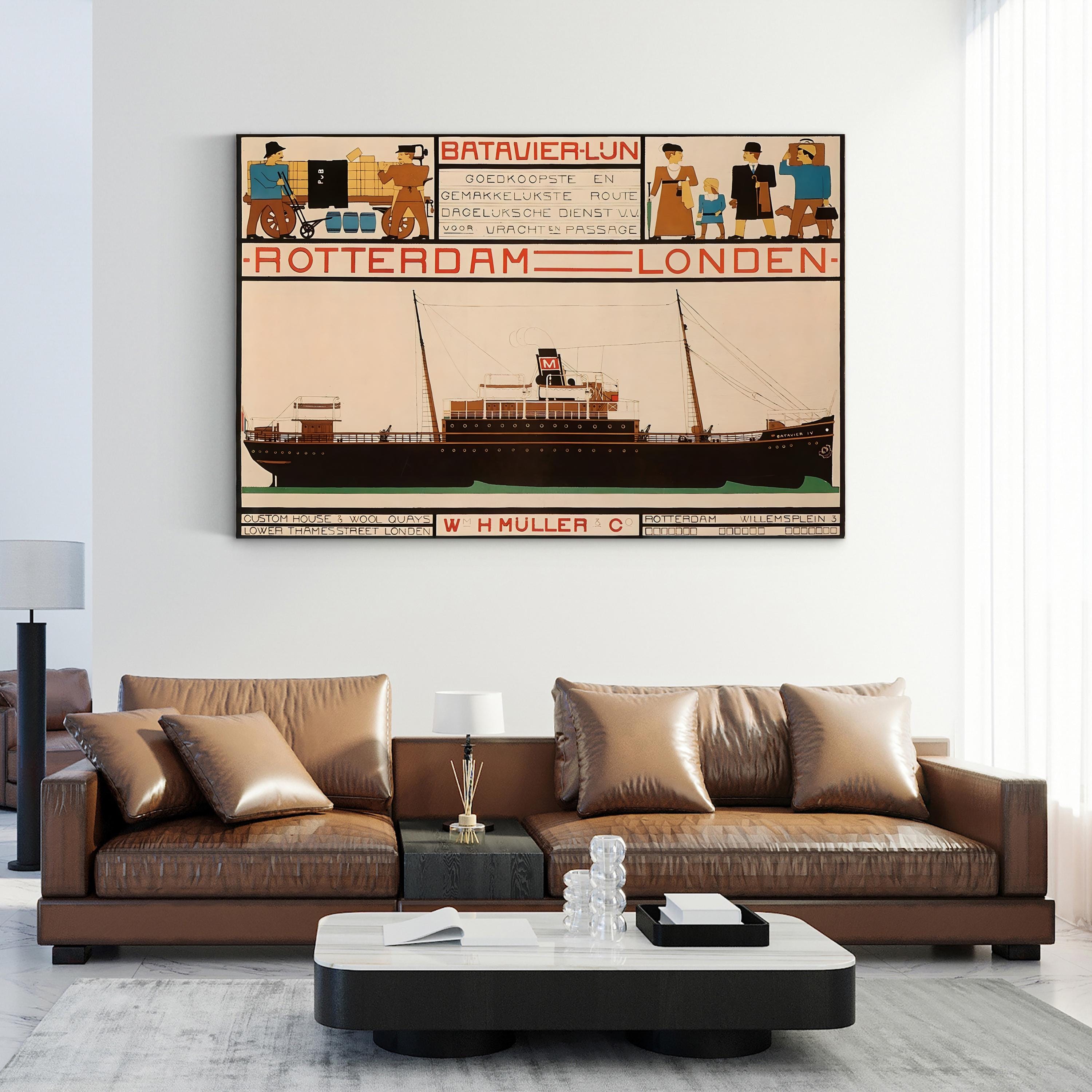 Rotterdam–London Travel Poster – Period Illustration Wall Art | Art Deco Canvas Print