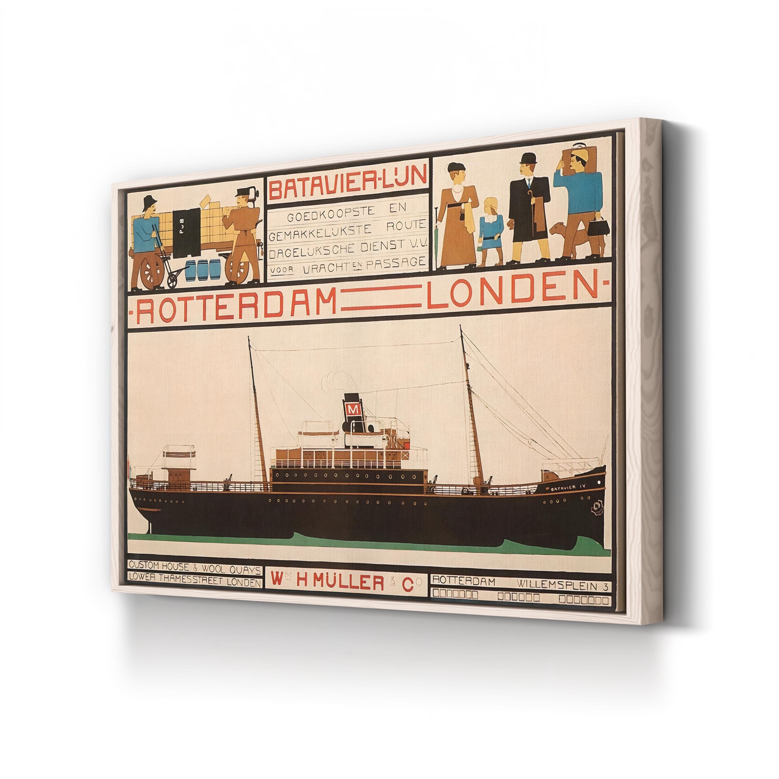 Rotterdam–London Travel Poster – Period Illustration Wall Art | Art Deco Canvas Print
