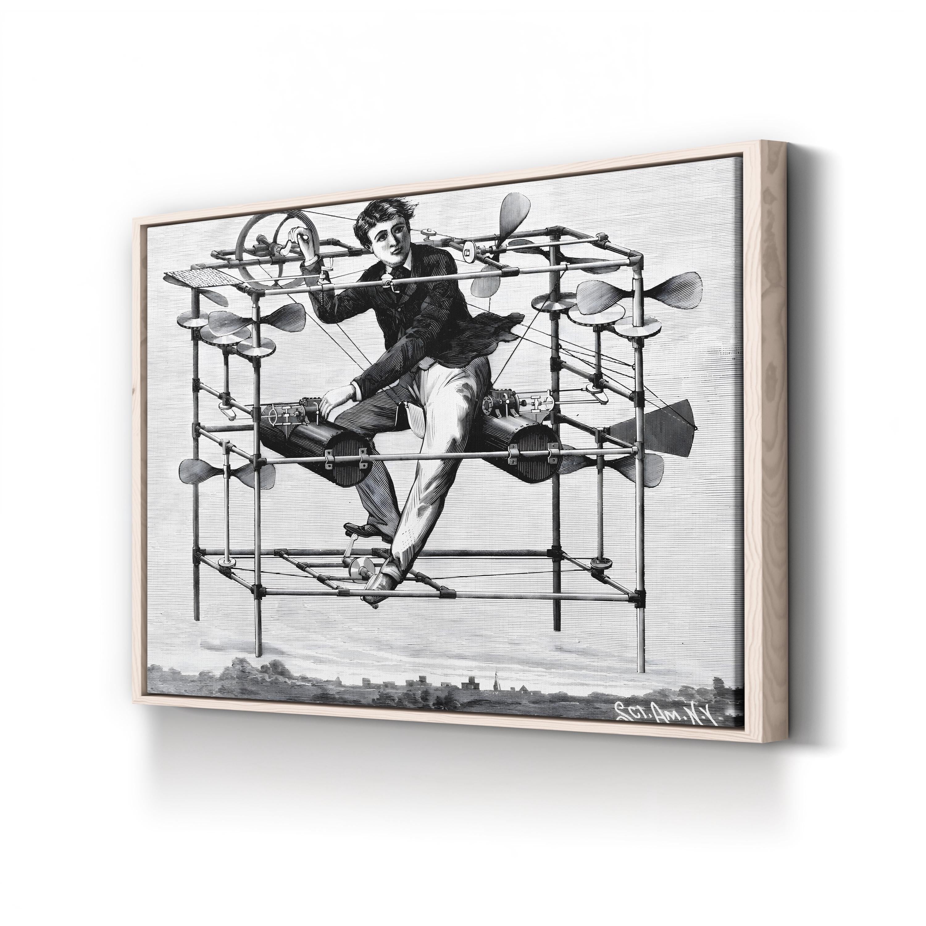 Scientific American Illustration of the Flying Bedstead (W Ayers Flying Machine), 1885 Wall Art