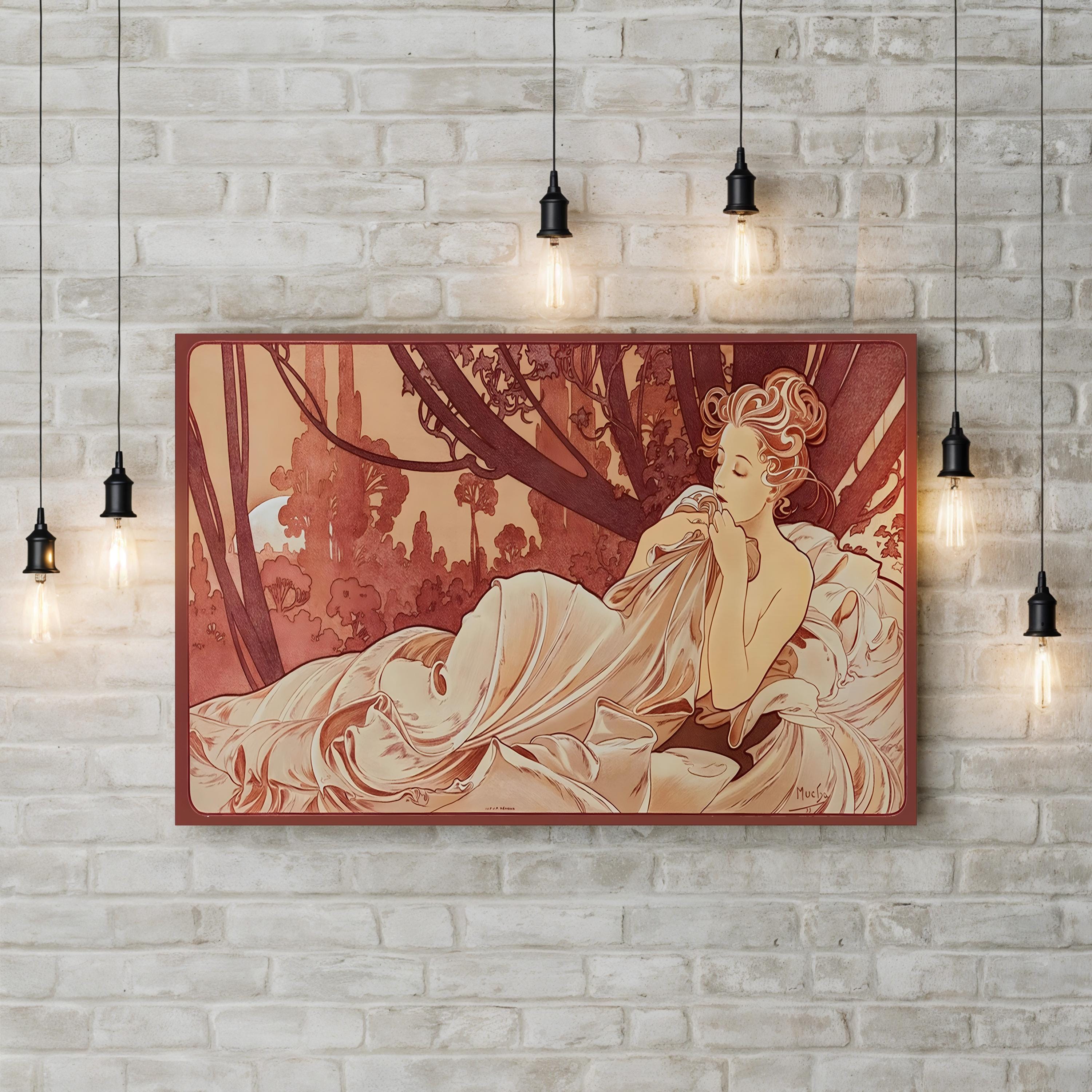 Sepia Mucha Wall Art by Vintage Apple Collection – Classical Figurative Illustration