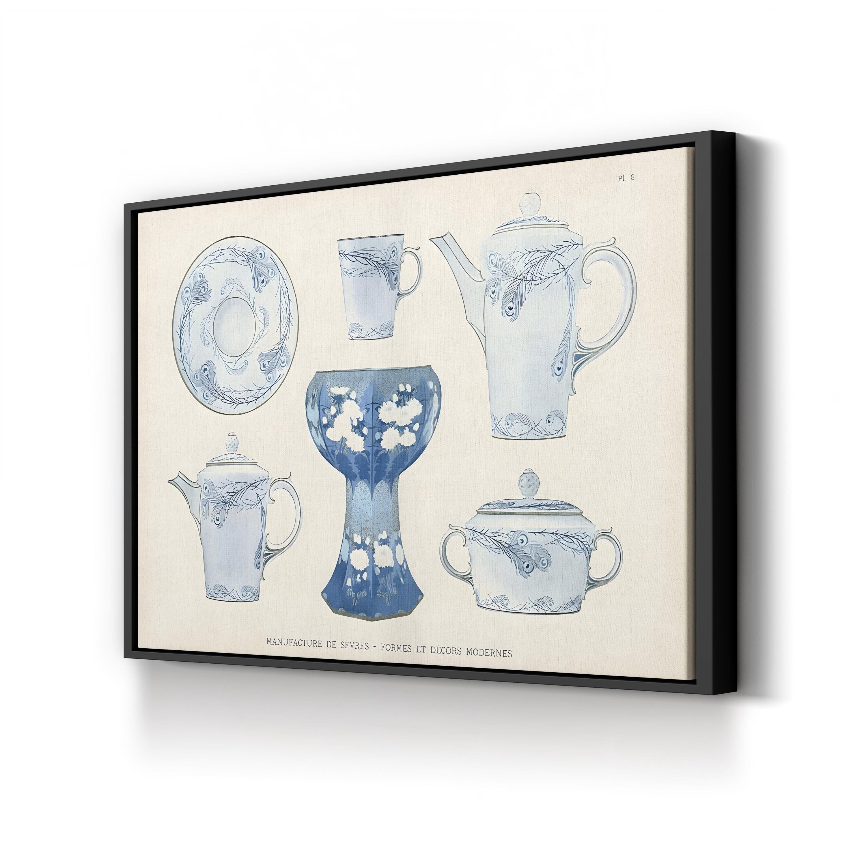 Sèvres Porcelain Tea Set – Period Illustration Wall Art | Vintage French China Canvas Print