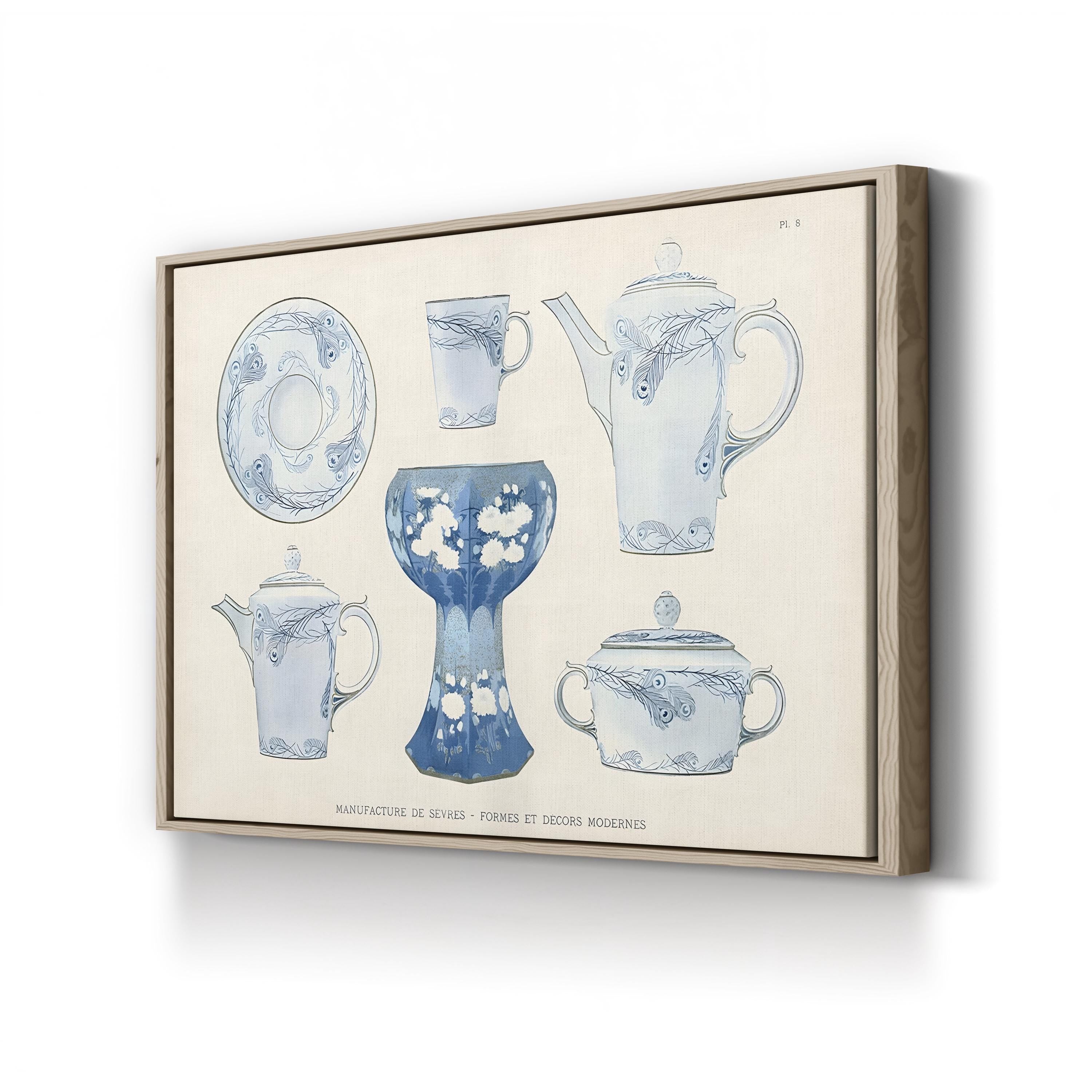 Sèvres Porcelain Tea Set – Period Illustration Wall Art | Vintage French China Canvas Print