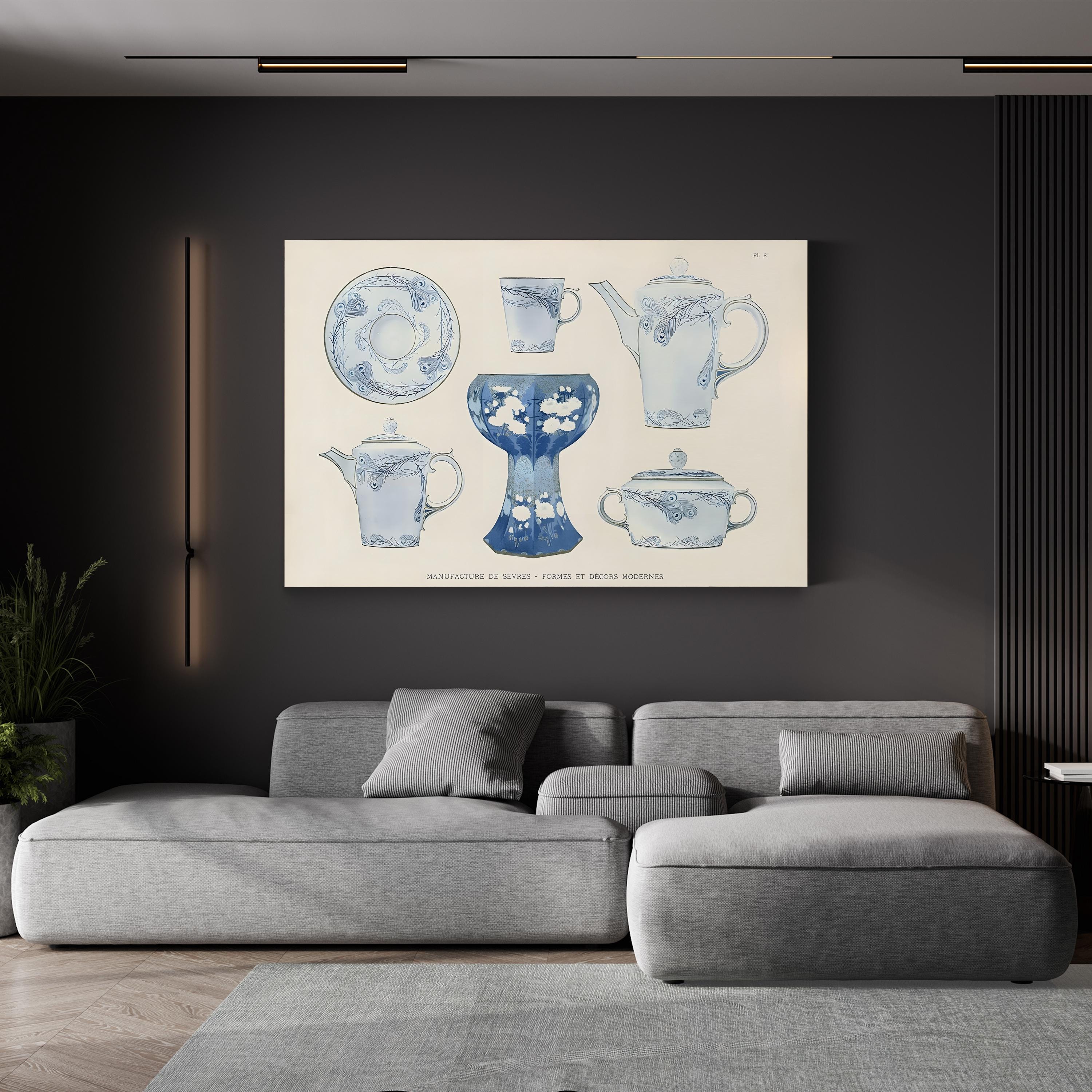 Sèvres Porcelain Tea Set – Period Illustration Wall Art | Vintage French China Canvas Print