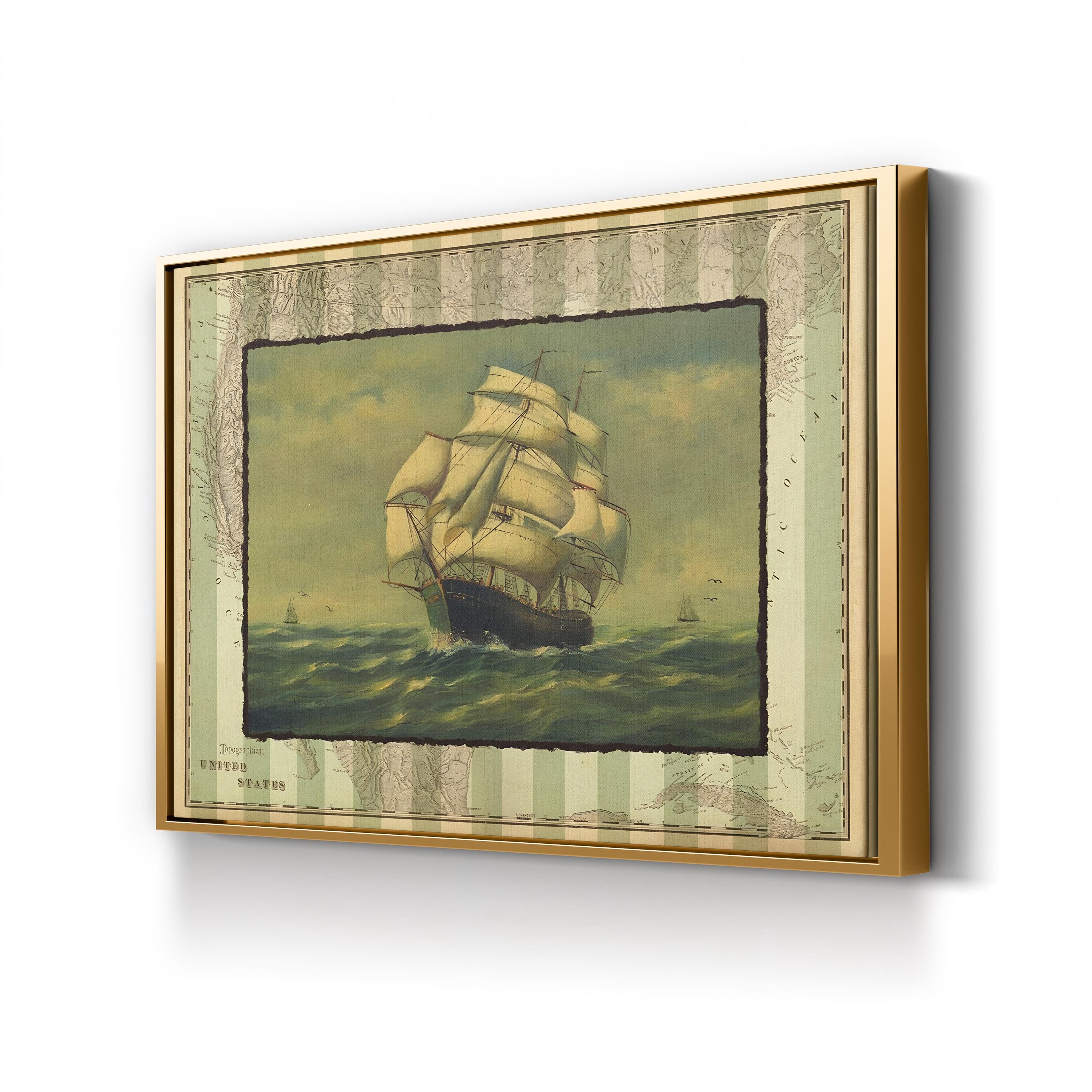 Vintage Tall Ship at Sea – Period Illustration Wall Art | Maritime Canvas Print