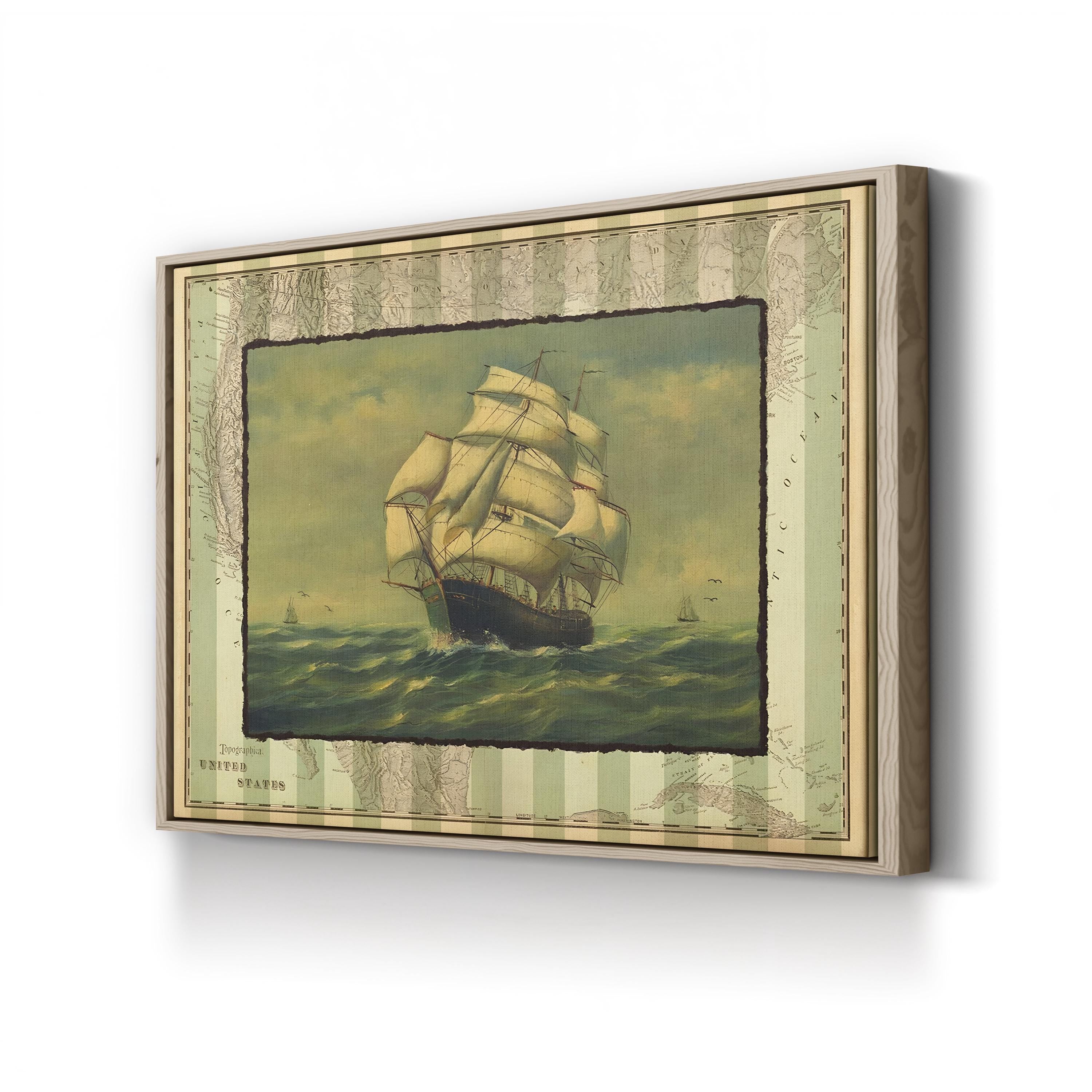Vintage Tall Ship at Sea – Period Illustration Wall Art | Maritime Canvas Print