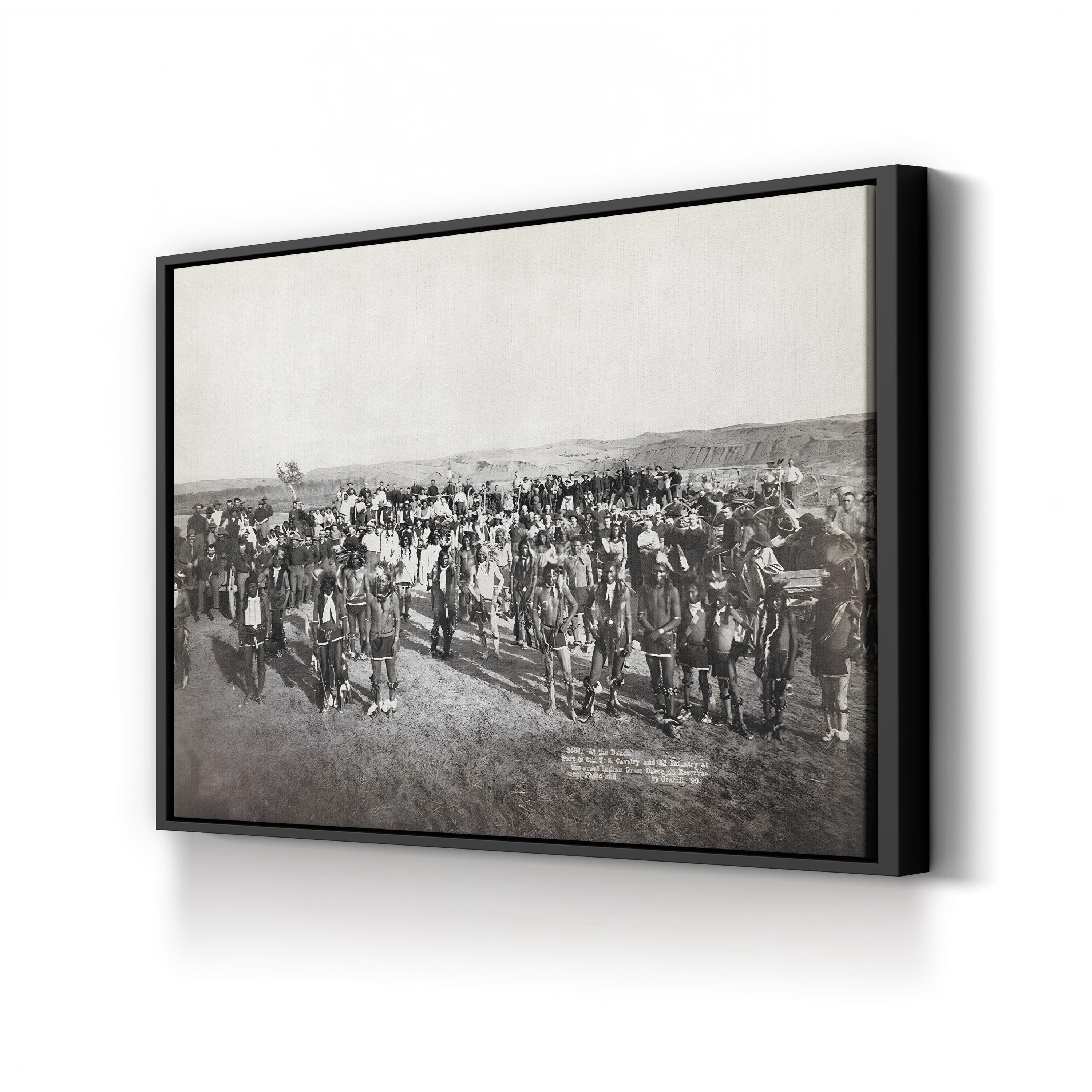 Sioux Dance, 1890 Wall Art | Black and White Native American History Canvas Print
