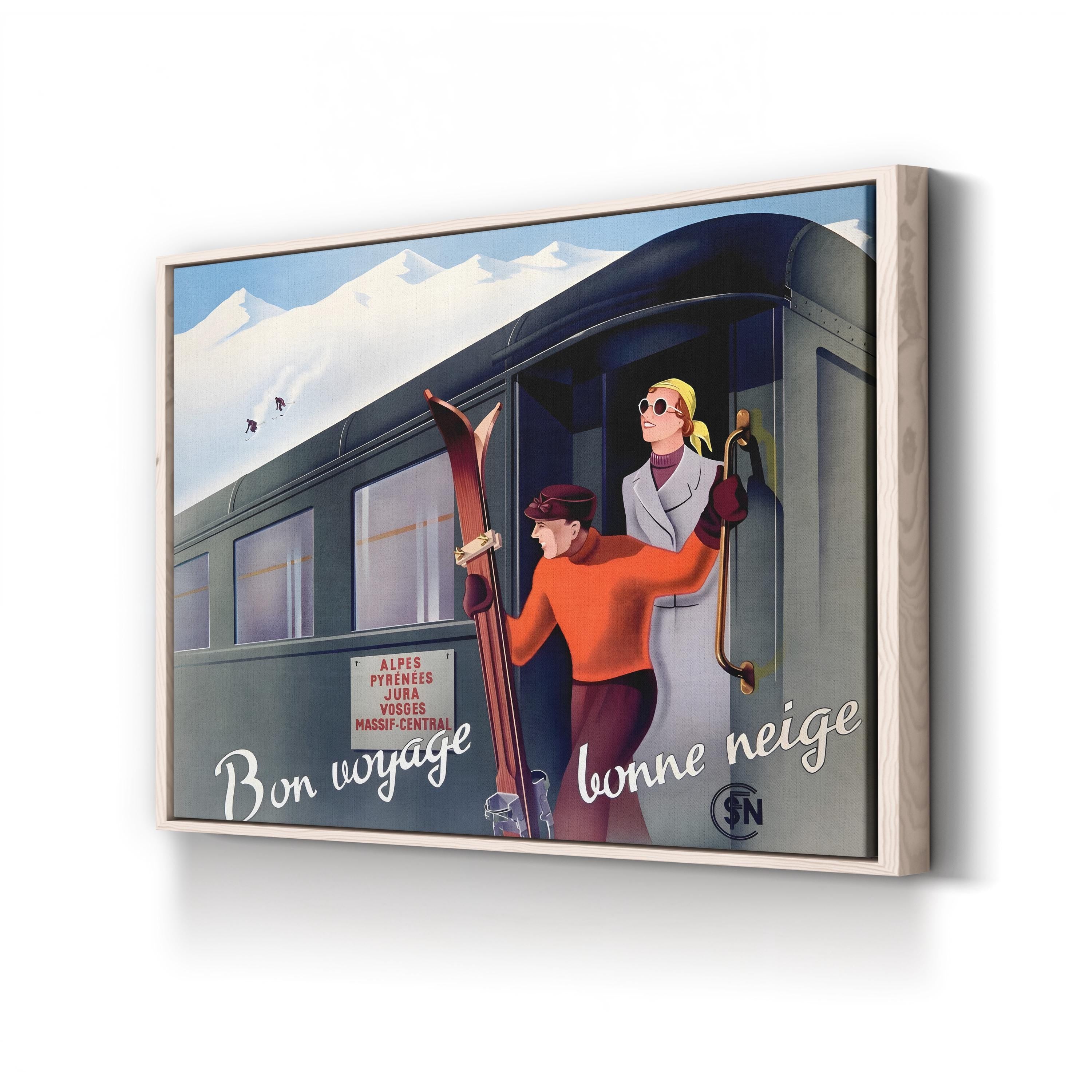 Ski French Alps Railway Canvas Art Print – Vintage Ski Travel Poster Wall Art
