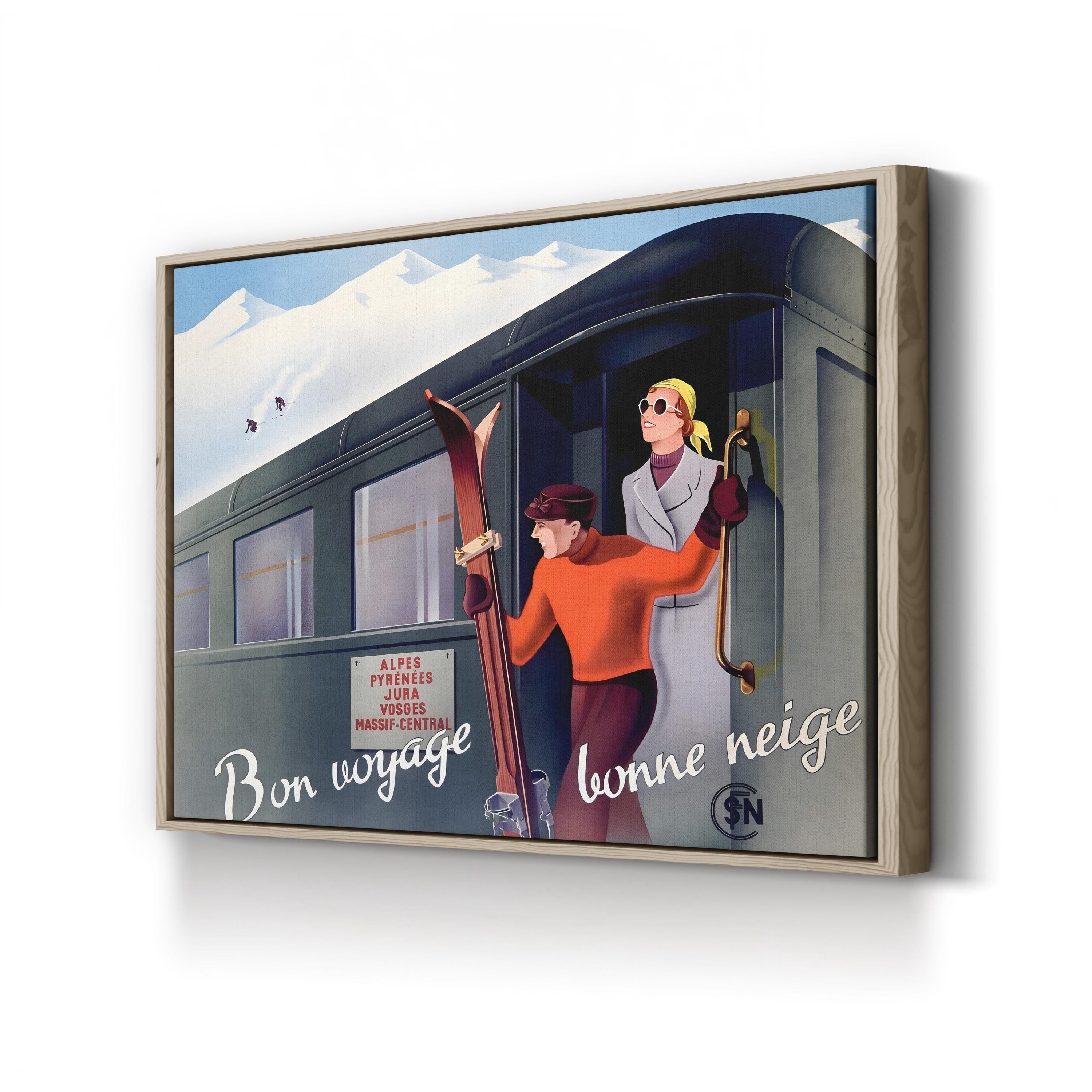 Ski French Alps Railway Canvas Art Print – Vintage Ski Travel Poster Wall Art