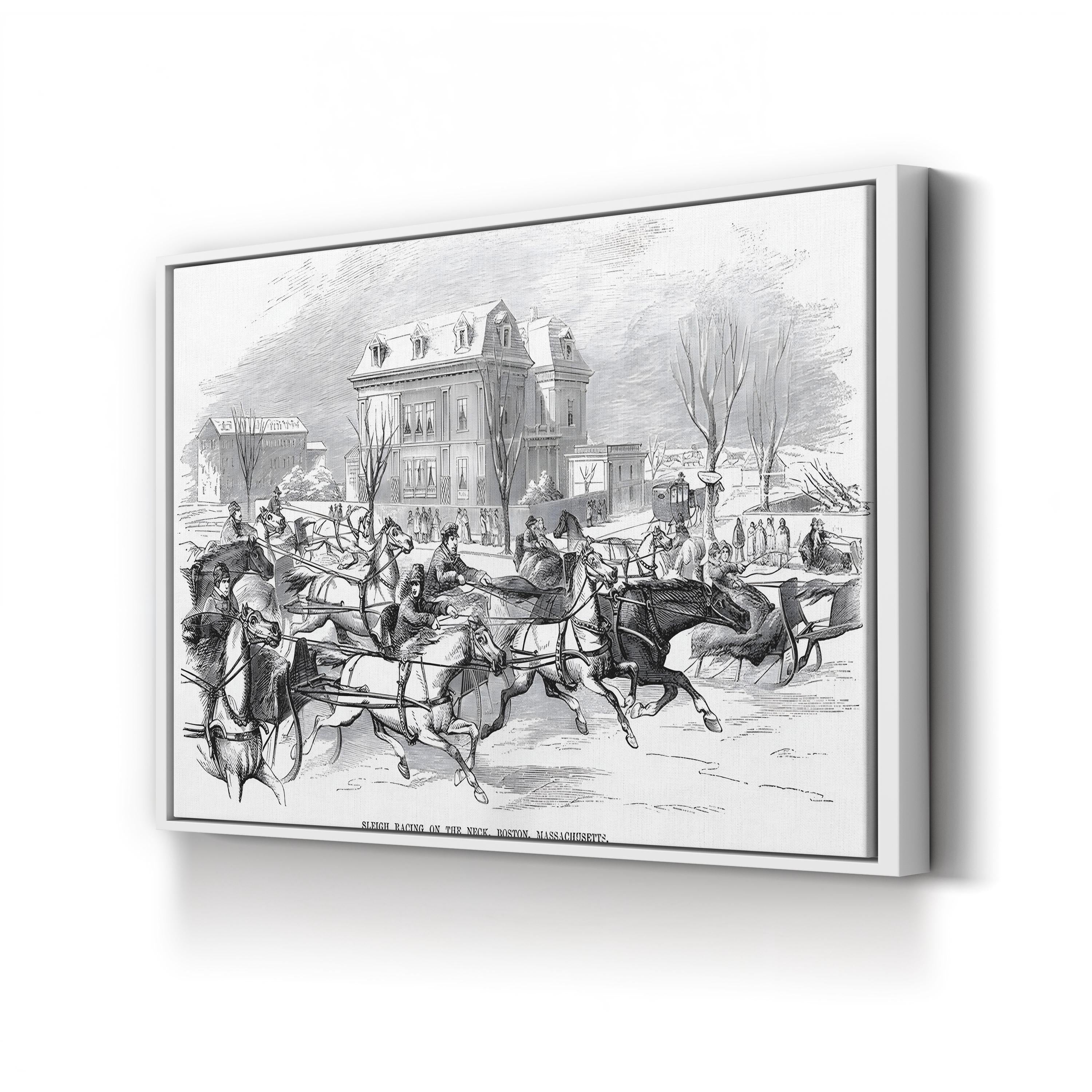 Sleigh Racing On the Neck, Boston, Massachusetts, 1854 Wall Art