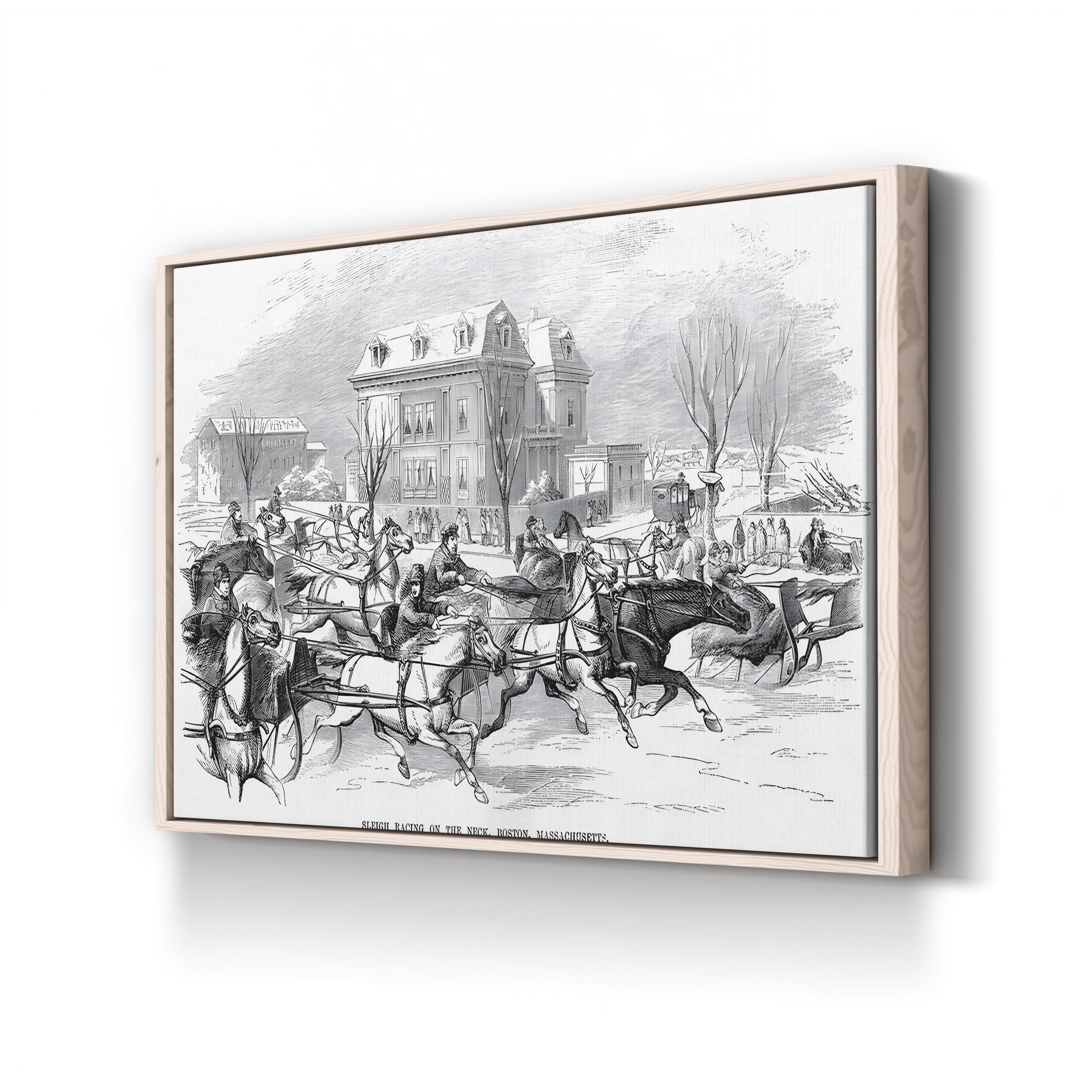 Sleigh Racing On the Neck, Boston, Massachusetts, 1854 Wall Art