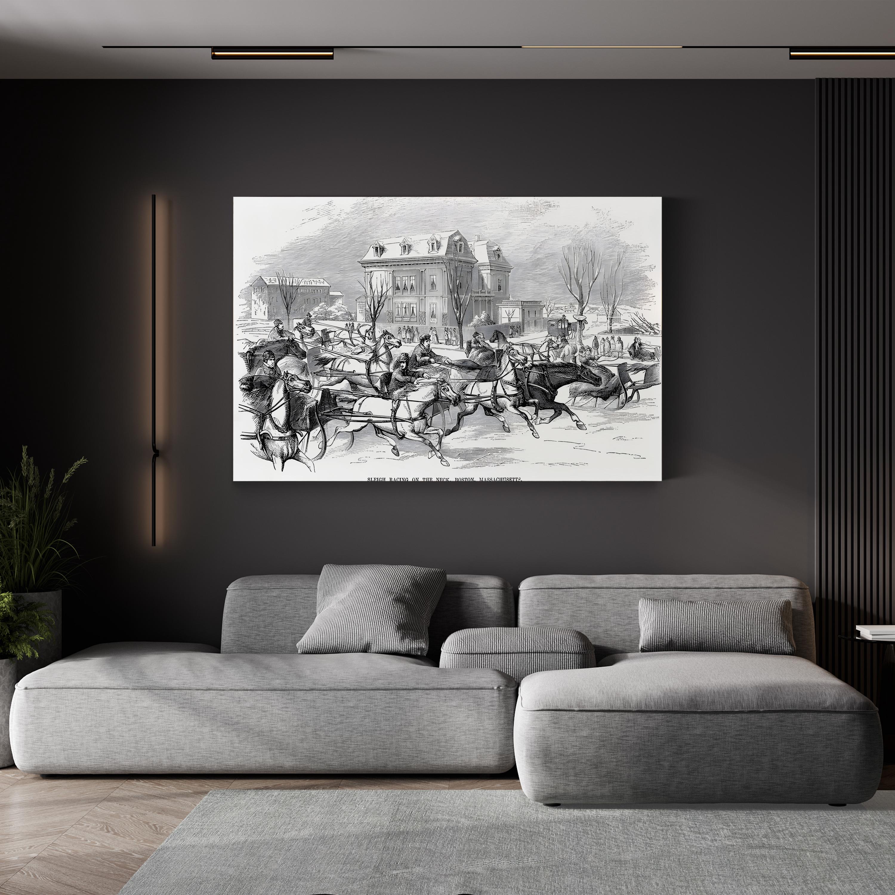 Sleigh Racing On the Neck, Boston, Massachusetts, 1854 Wall Art
